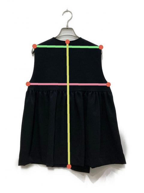 中古・古着通販】yori (ヨリ) ダブルクロスフリルジレ ブラック サイズ