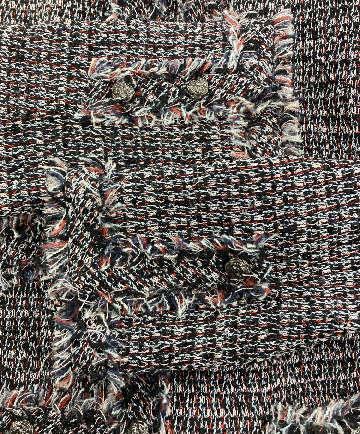 中古・古着通販】CHANEL (シャネル) ノーカラーツイードジャケット 中古・古着通販】CHANEL (シャネル) ノーカラーツイードジャケット