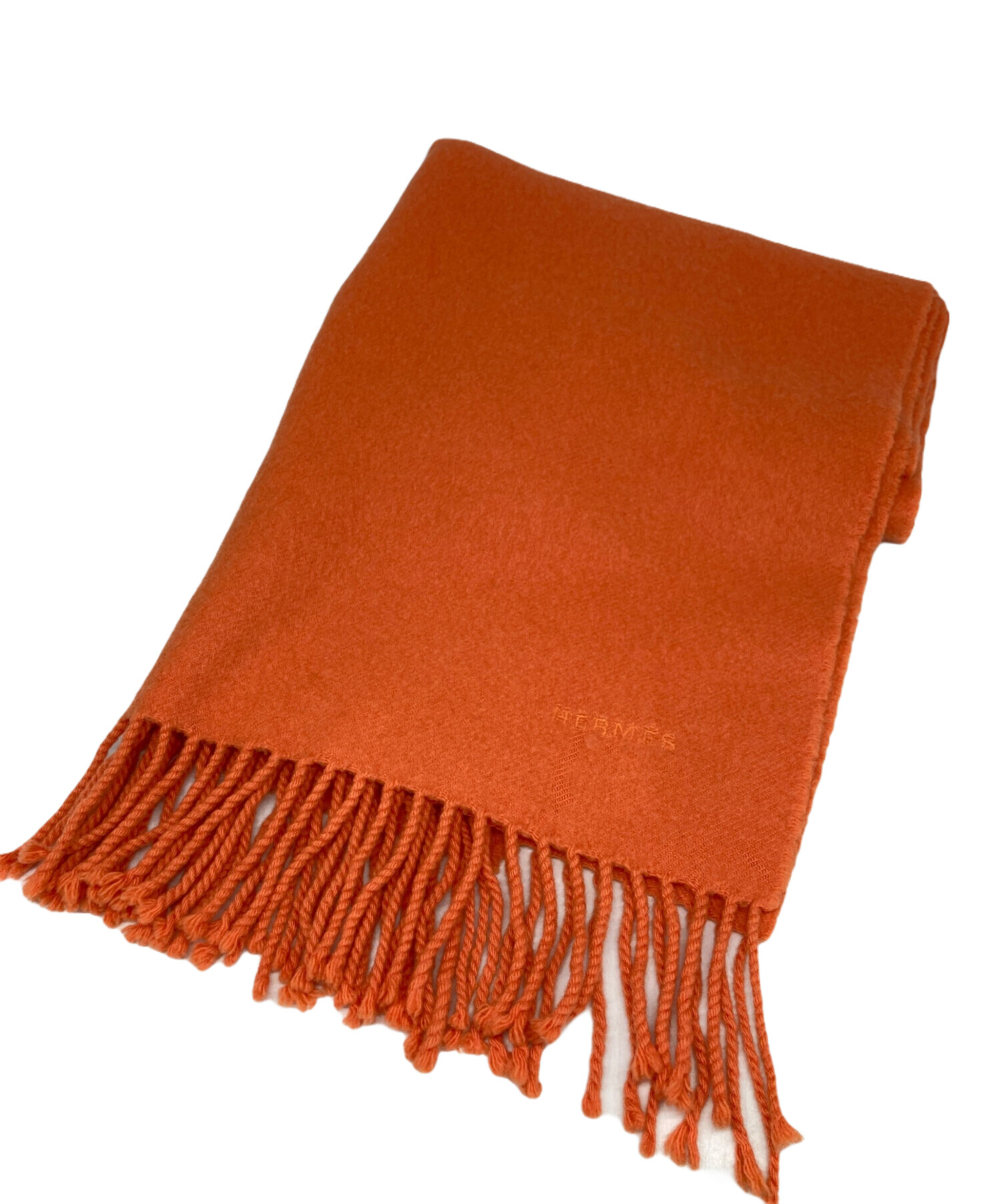 中古・古着通販】HERMES (エルメス) カシミヤマフラー オレンジ