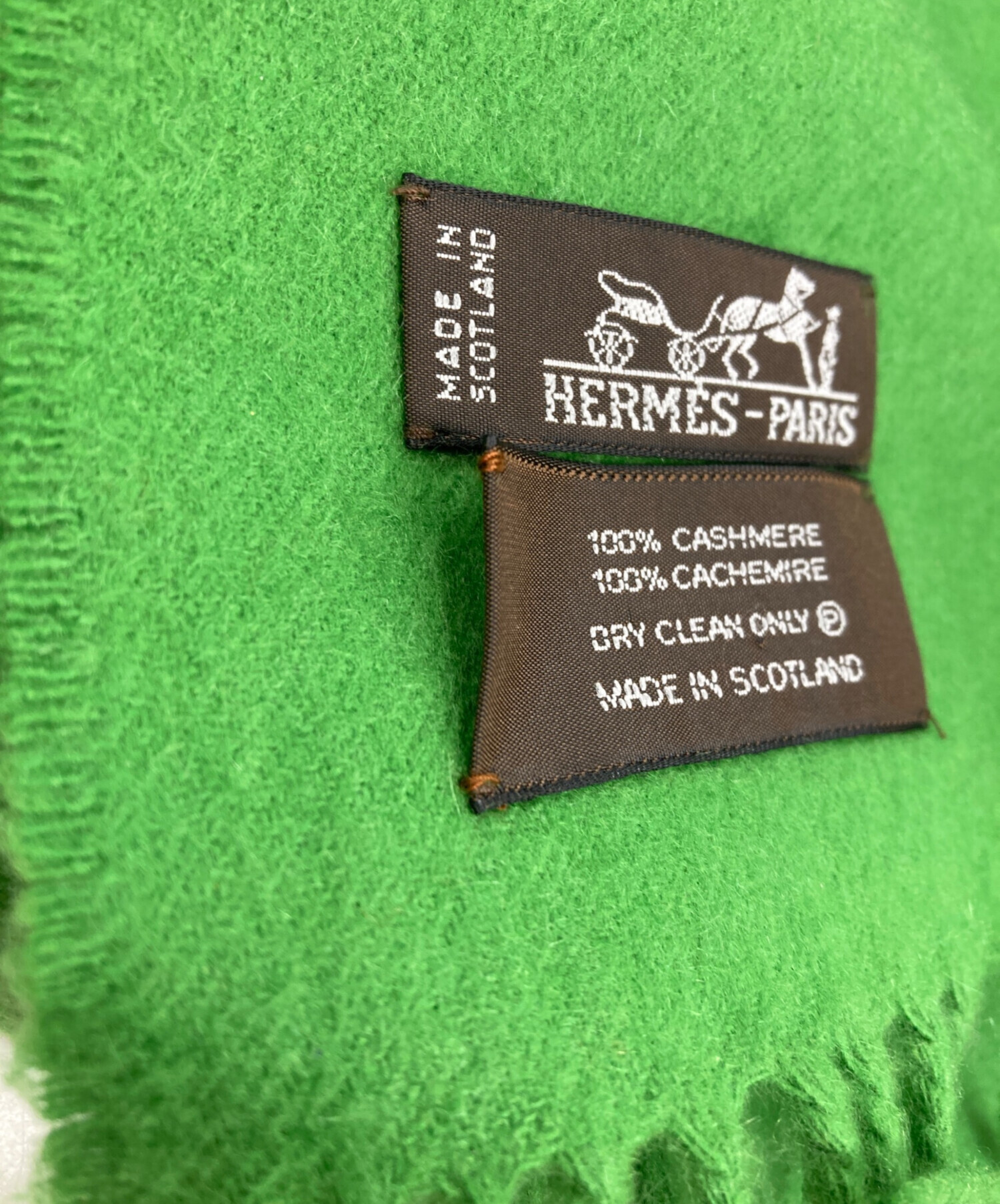 中古・古着通販】HERMES (エルメス) カシミヤマフラー 黄緑｜ブランド