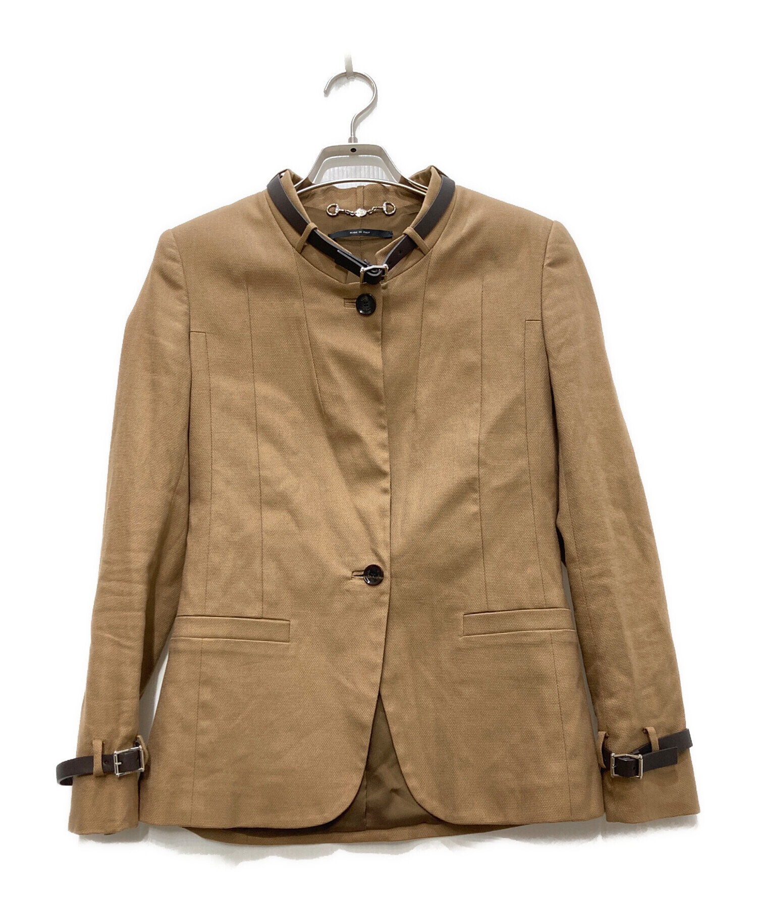中古・古着通販】GUCCI (グッチ) ノーカラージャケット ベージュ 