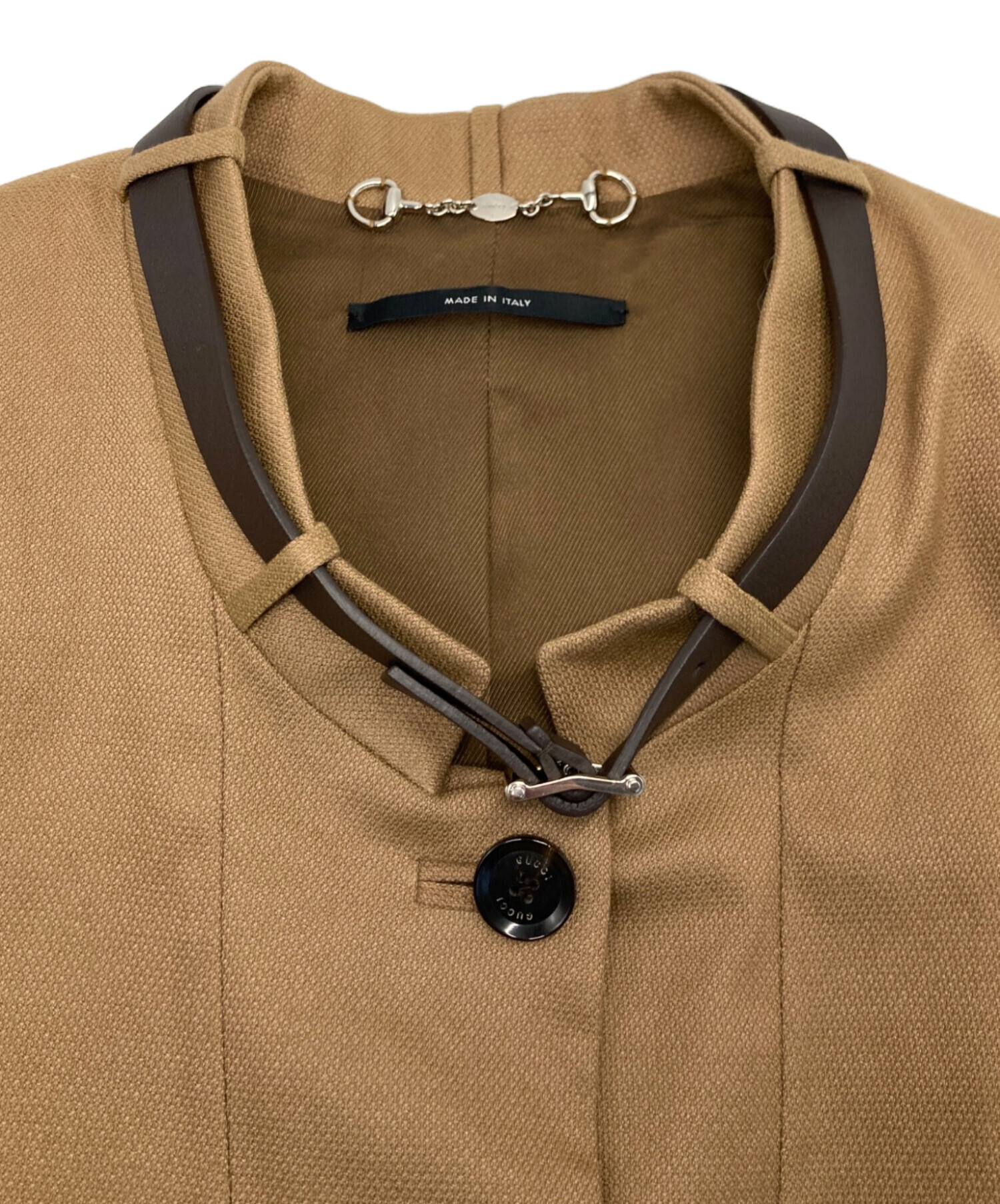 中古・古着通販】GUCCI (グッチ) ノーカラージャケット ベージュ