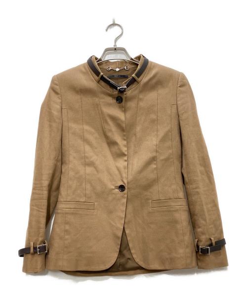 中古・古着通販】GUCCI (グッチ) ノーカラージャケット ベージュ