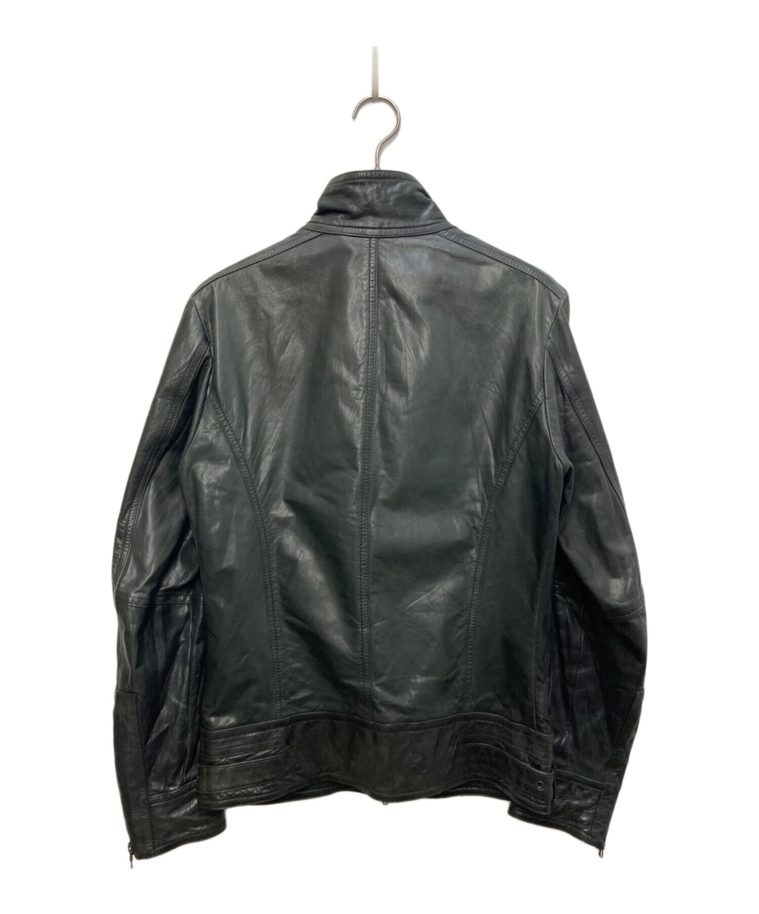 中古・古着通販】SHELLAC (シェラック) カウレザージャケット ブラック 