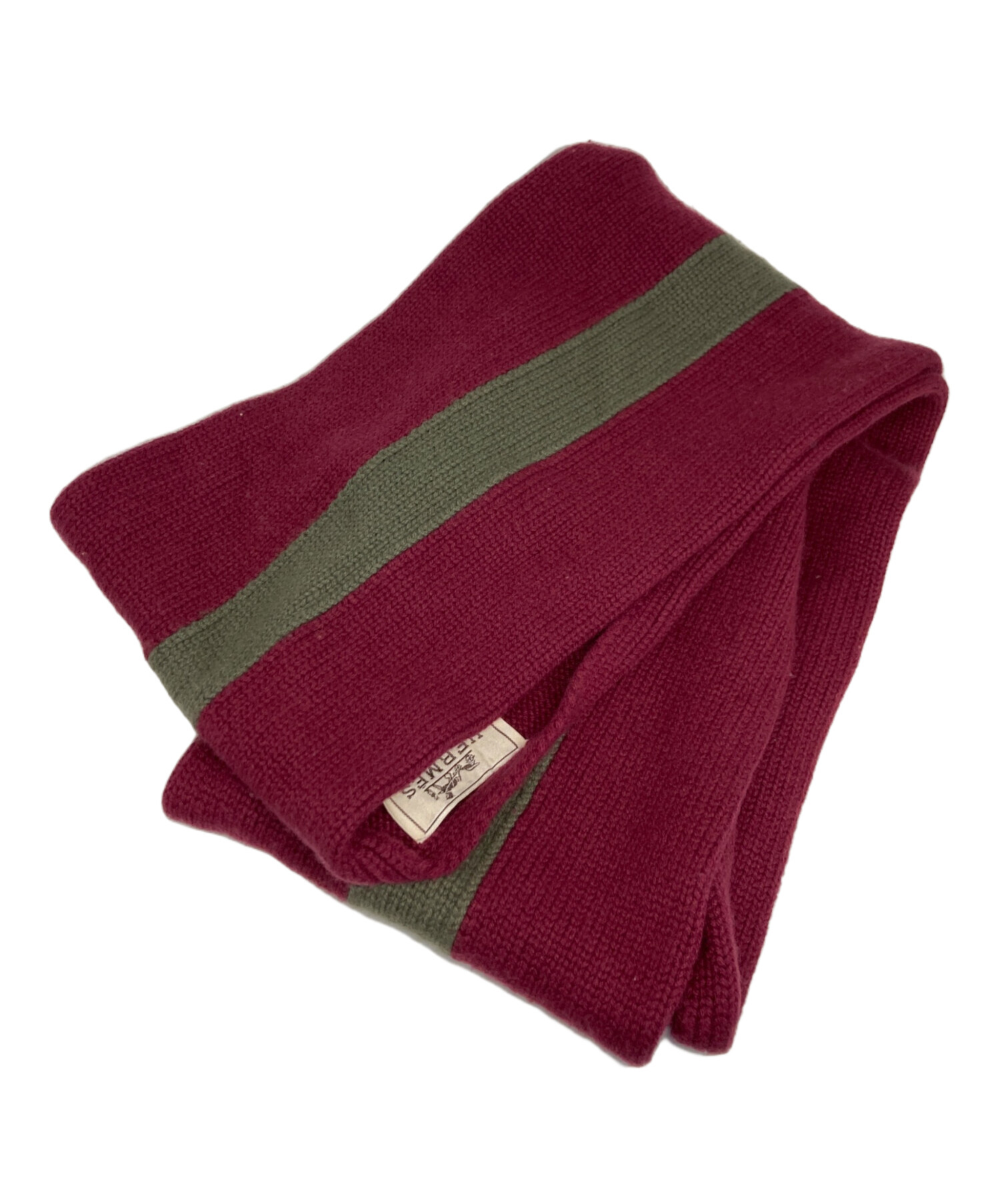 中古・古着通販】HERMES (エルメス) カシミヤスヌード ボルドー×カーキ