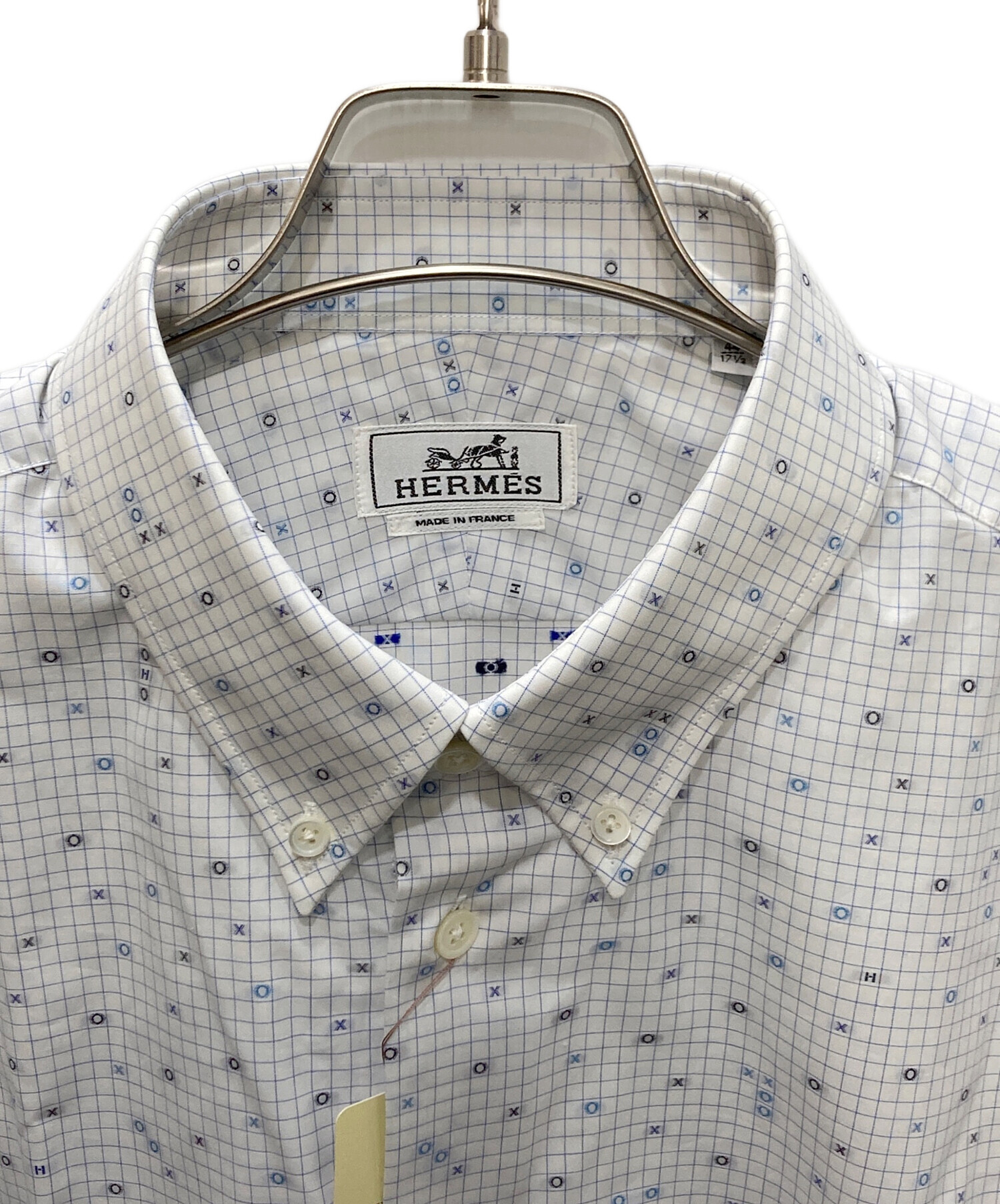中古・古着通販】HERMES (エルメス) 長袖シャツ ホワイト×ブルー