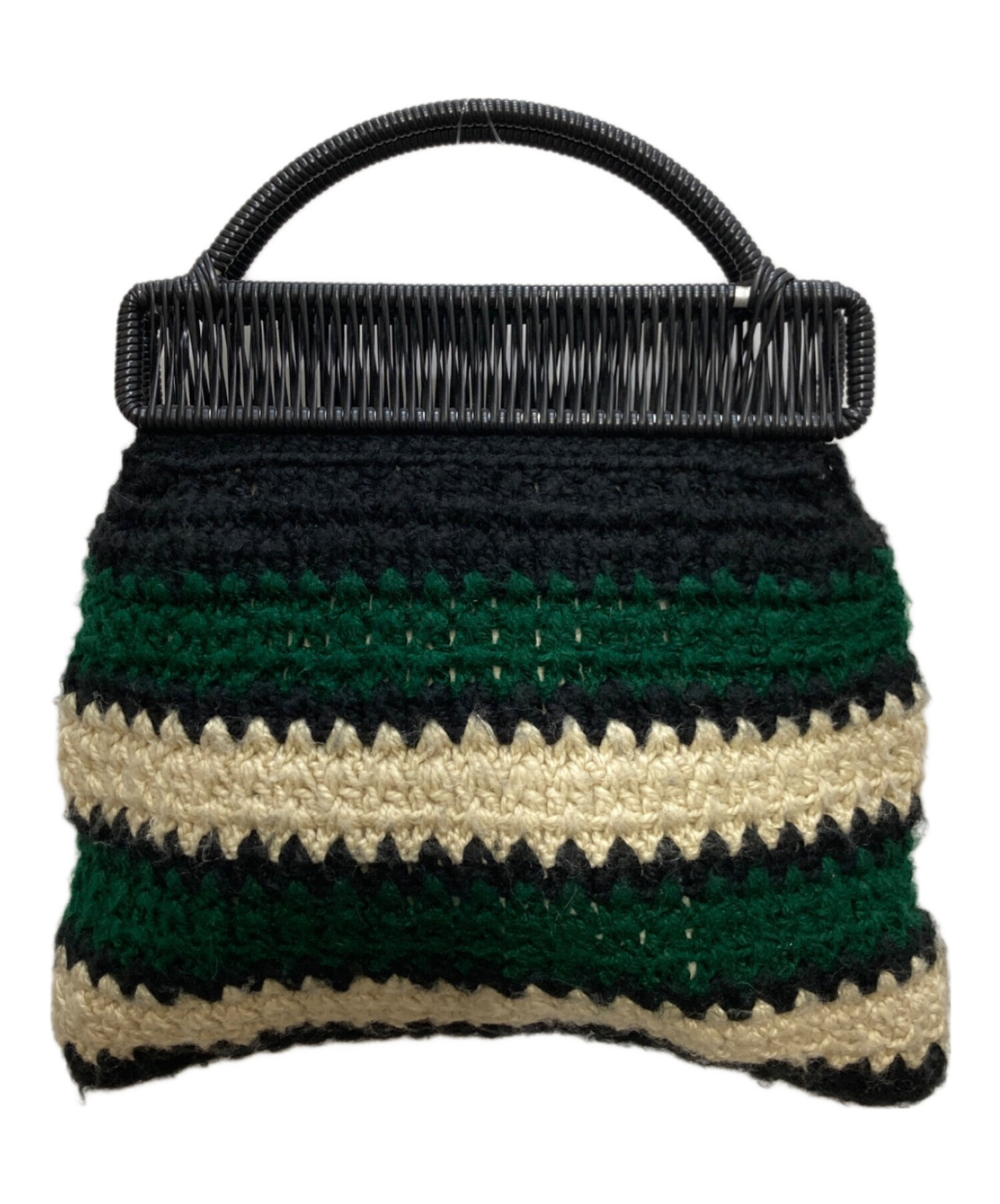 最終価格にお値下げしました！　MARNI(マルニ) クロシェニットハンドバッグ 中古・古着通販】MARNI (マルニ) クロシェニットバッグ グリーン