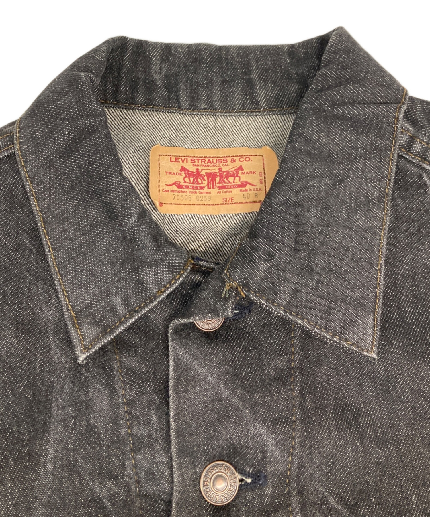 中古・古着通販】LEVI'S (リーバイス) 先染めブラックデニムジャケット