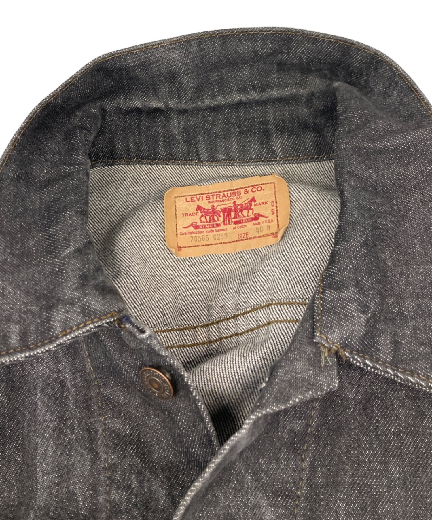 中古・古着通販】LEVI'S (リーバイス) 先染めブラックデニムジャケット