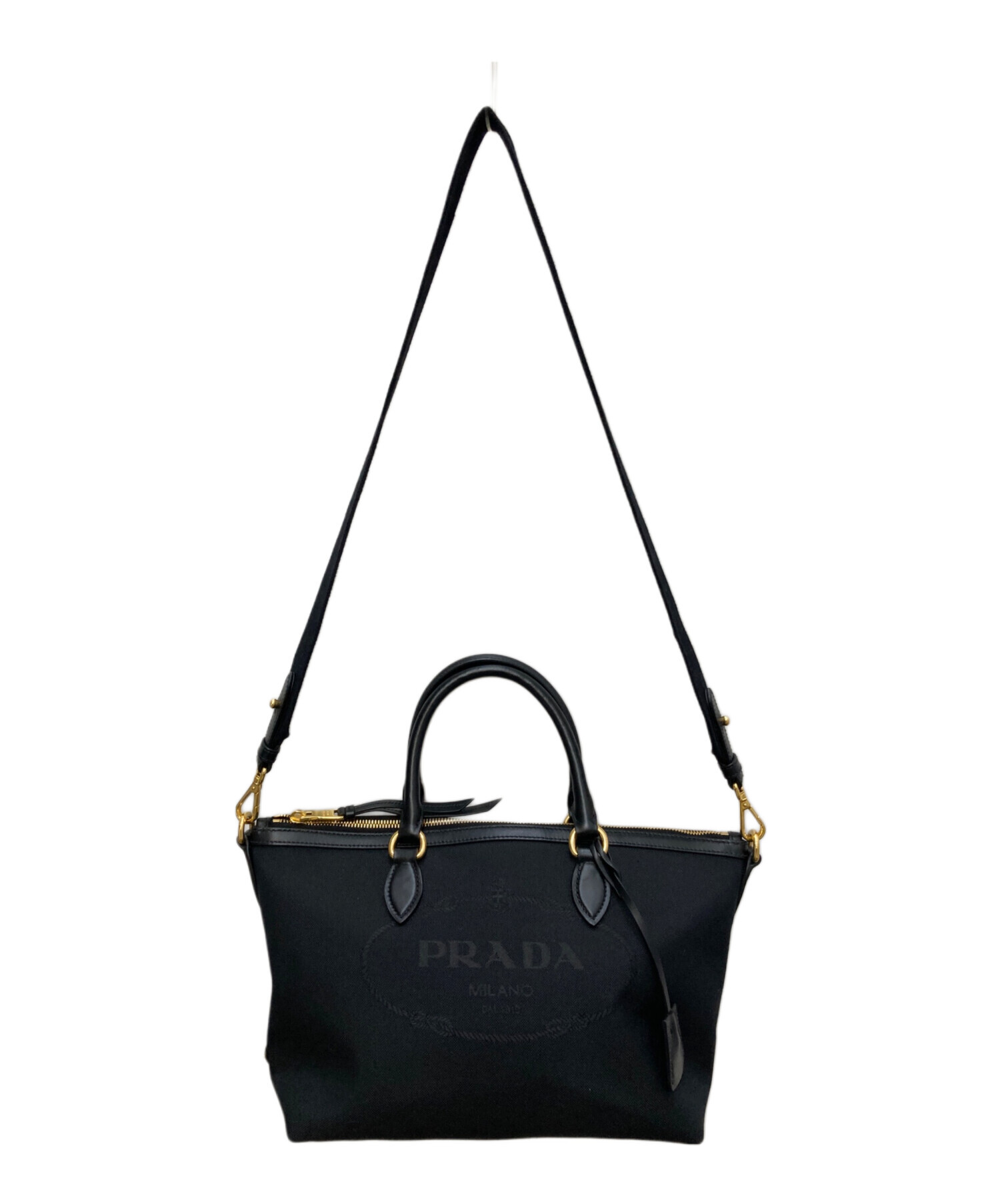 中古・古着通販】PRADA (プラダ) ロゴジャガード 2WAYバッグ ブラック