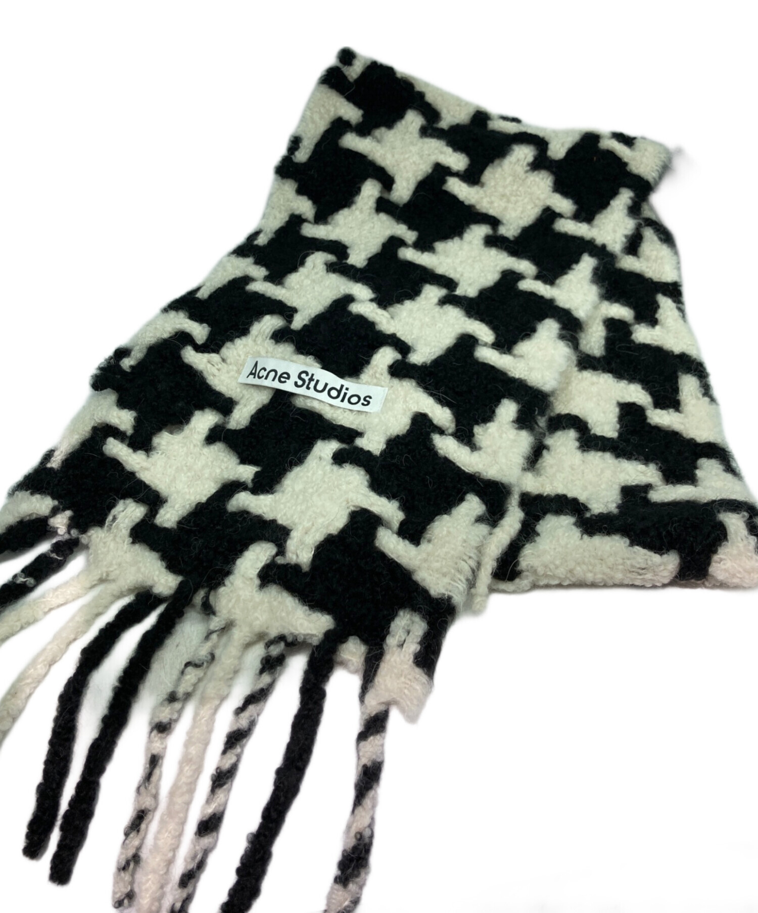 良品 Acne Studios アクネストゥディオズ ウール フリンジ 大判 ストール ブラック レディース 古着 中古 USED ACNE（アクネ） ACNE STUDIOS アクネストゥディオス マフラー ストール