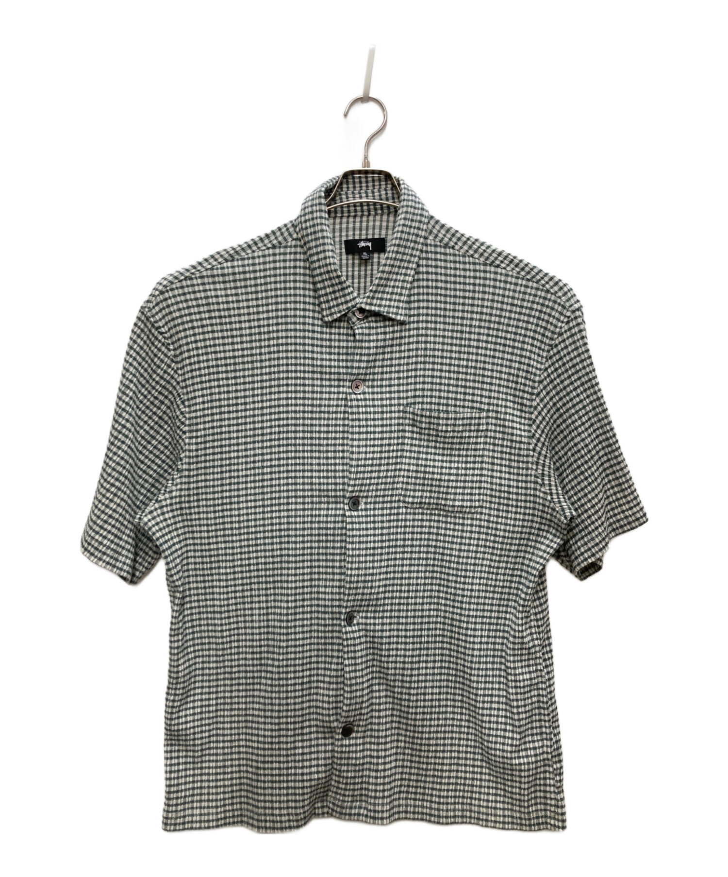 old stussy authentic ギンガムチェックシャツ ssリンク 中古・古着通販】stussy (ステューシー) Wrinkly Gingham Shirt/リンク