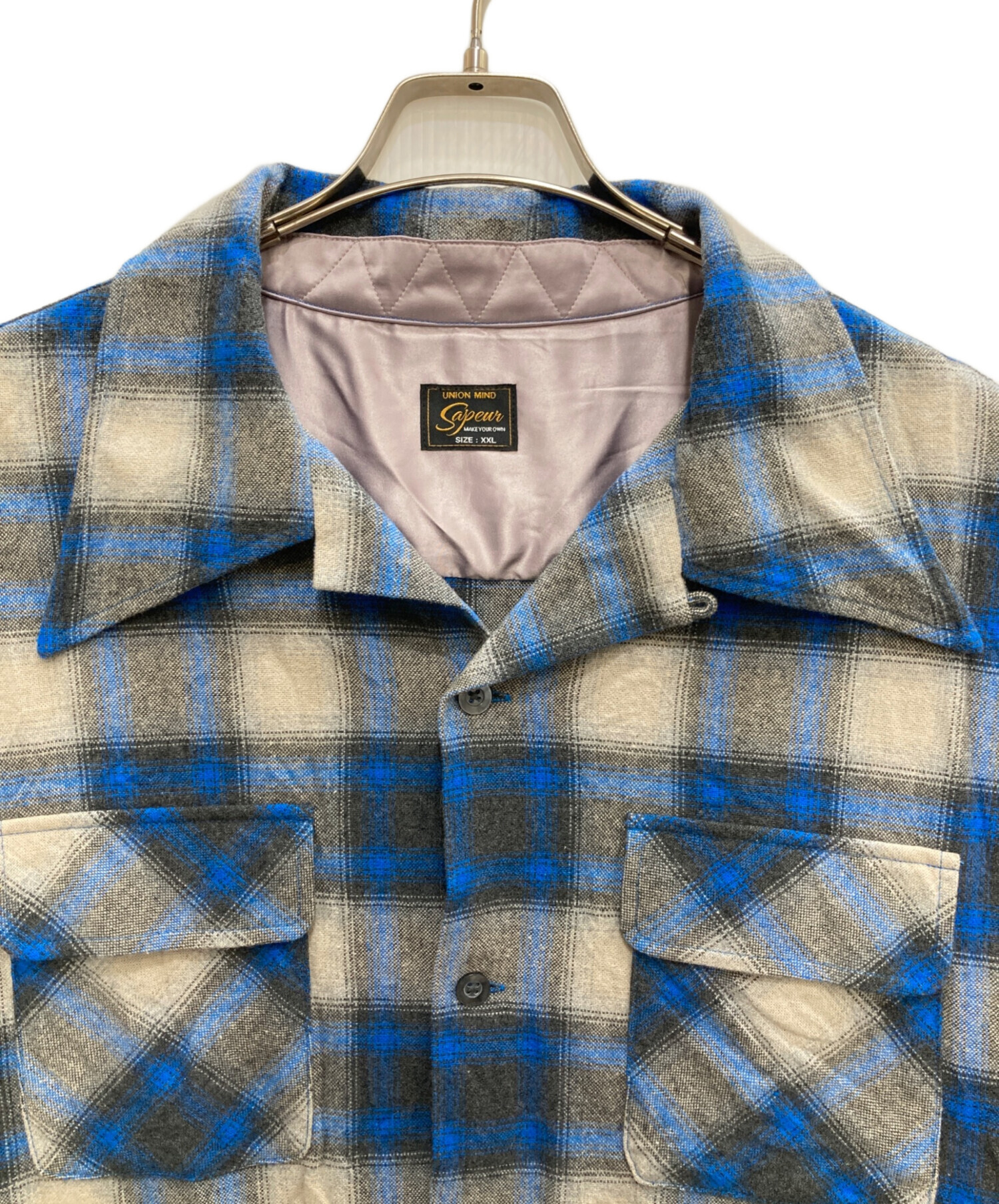 SAPEur　オンブレチェックシャツ 中古・古着通販】SAPEur (サプール) オンブレチェックシャツ ブルー