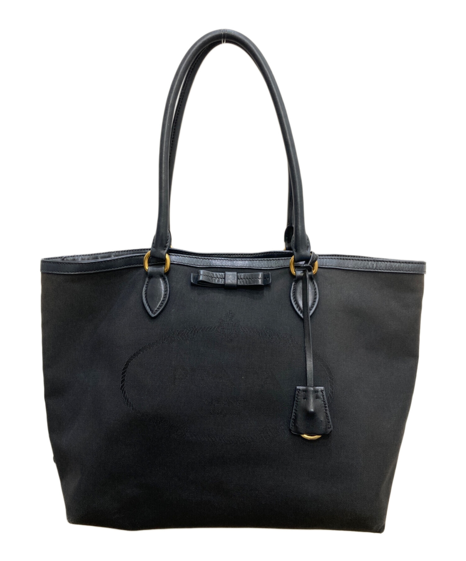 中古・古着通販】PRADA (プラダ) ロゴジャガードトートバッグ ブラック 