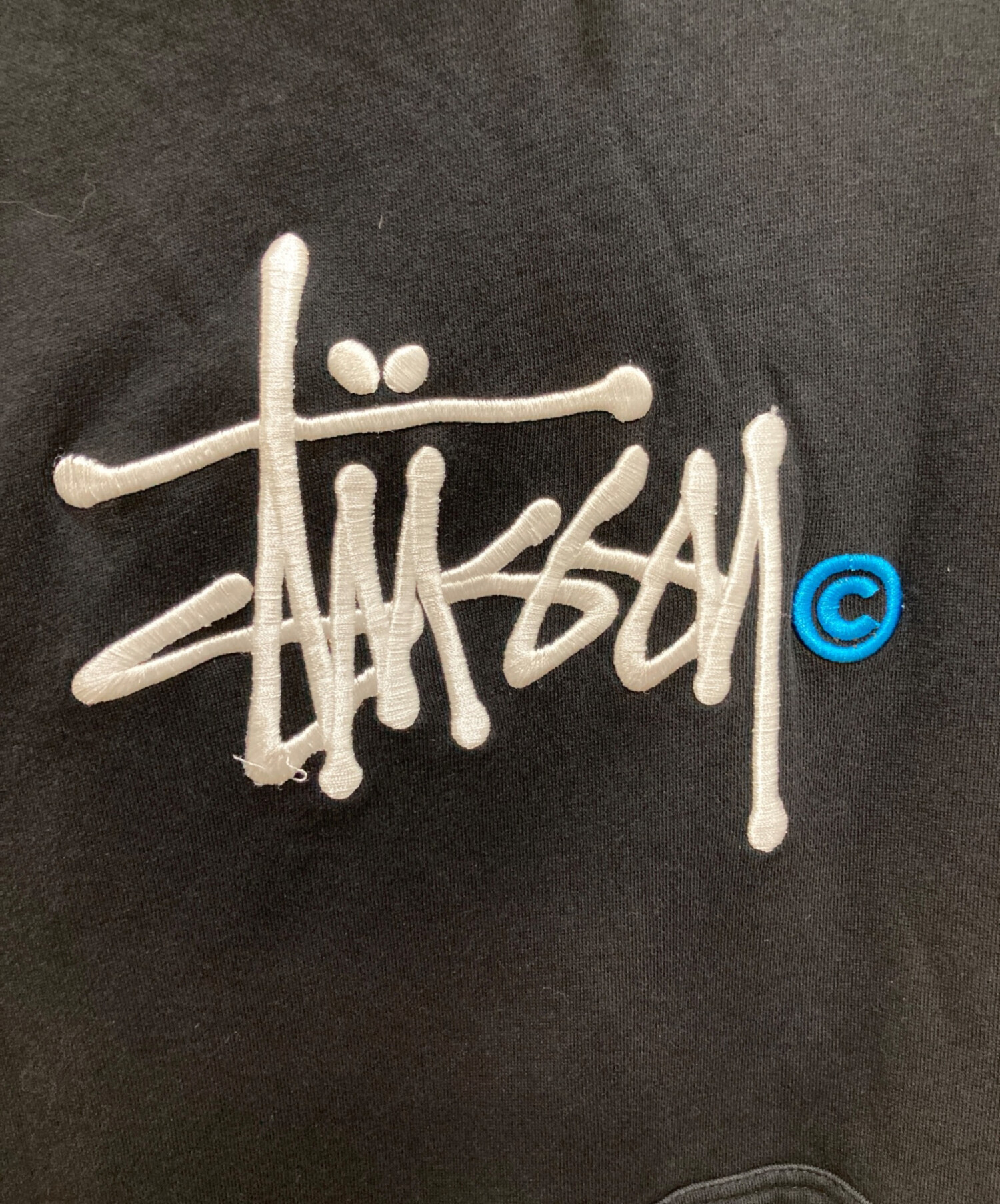 中古・古着通販】stussy (ステューシー) ロゴ刺繍パーカー ブラック