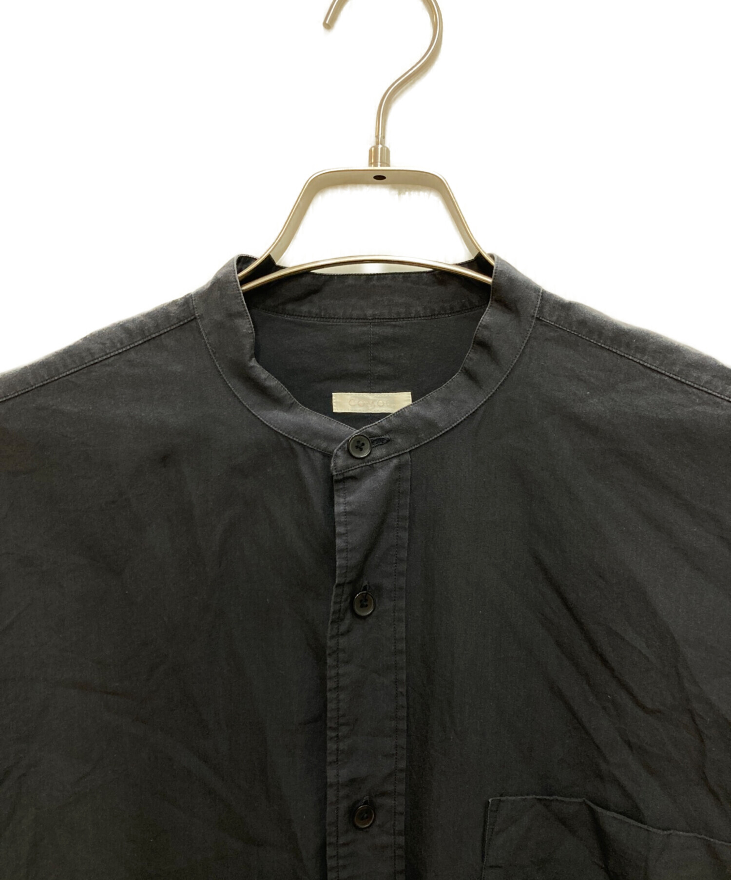 中古・古着通販】COMOLI (コモリ) バンドカラーシャツ ブラック サイズ