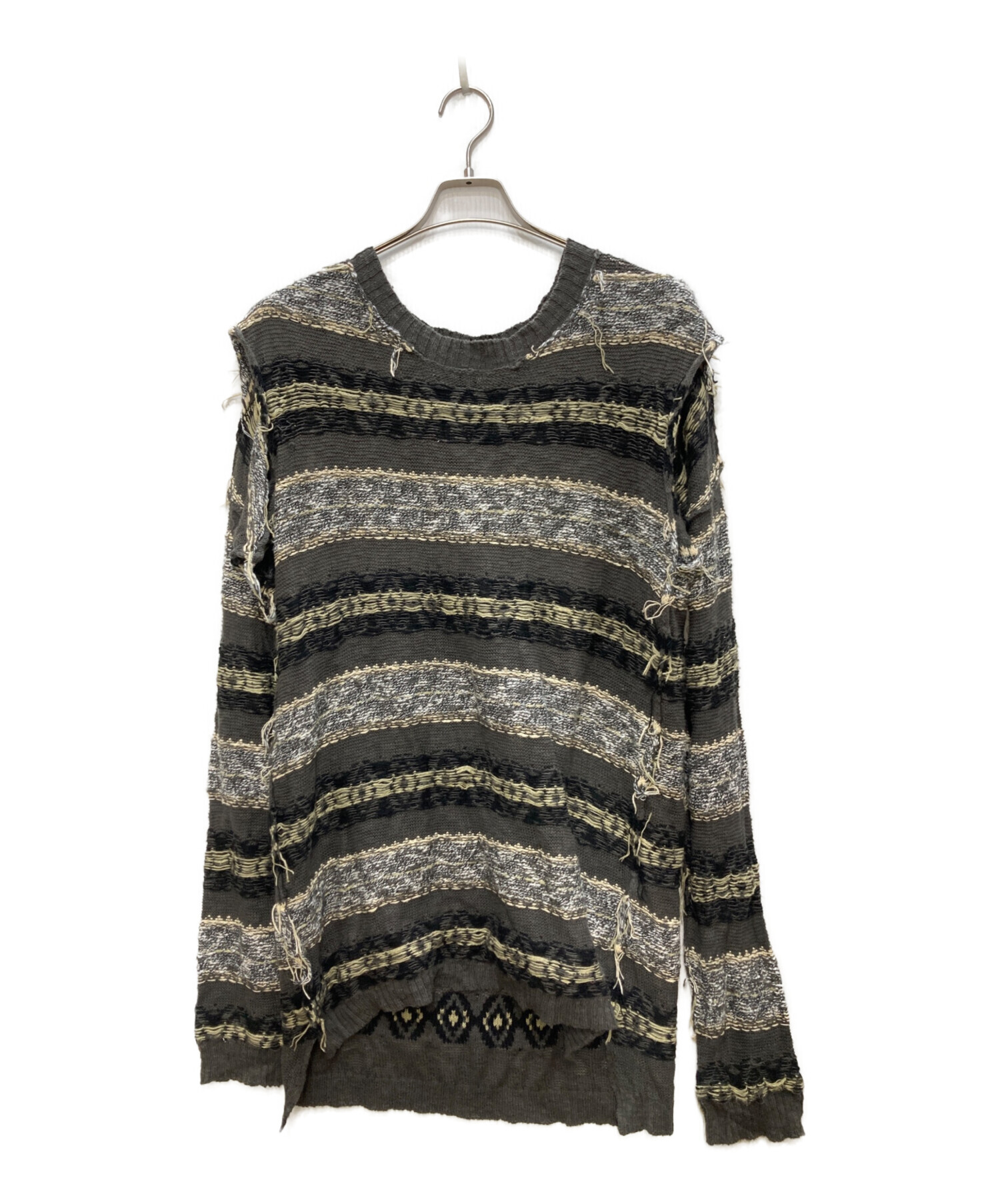 中古・古着通販】PERVERZE (パーバーズ) Wave Border Droopy Knit