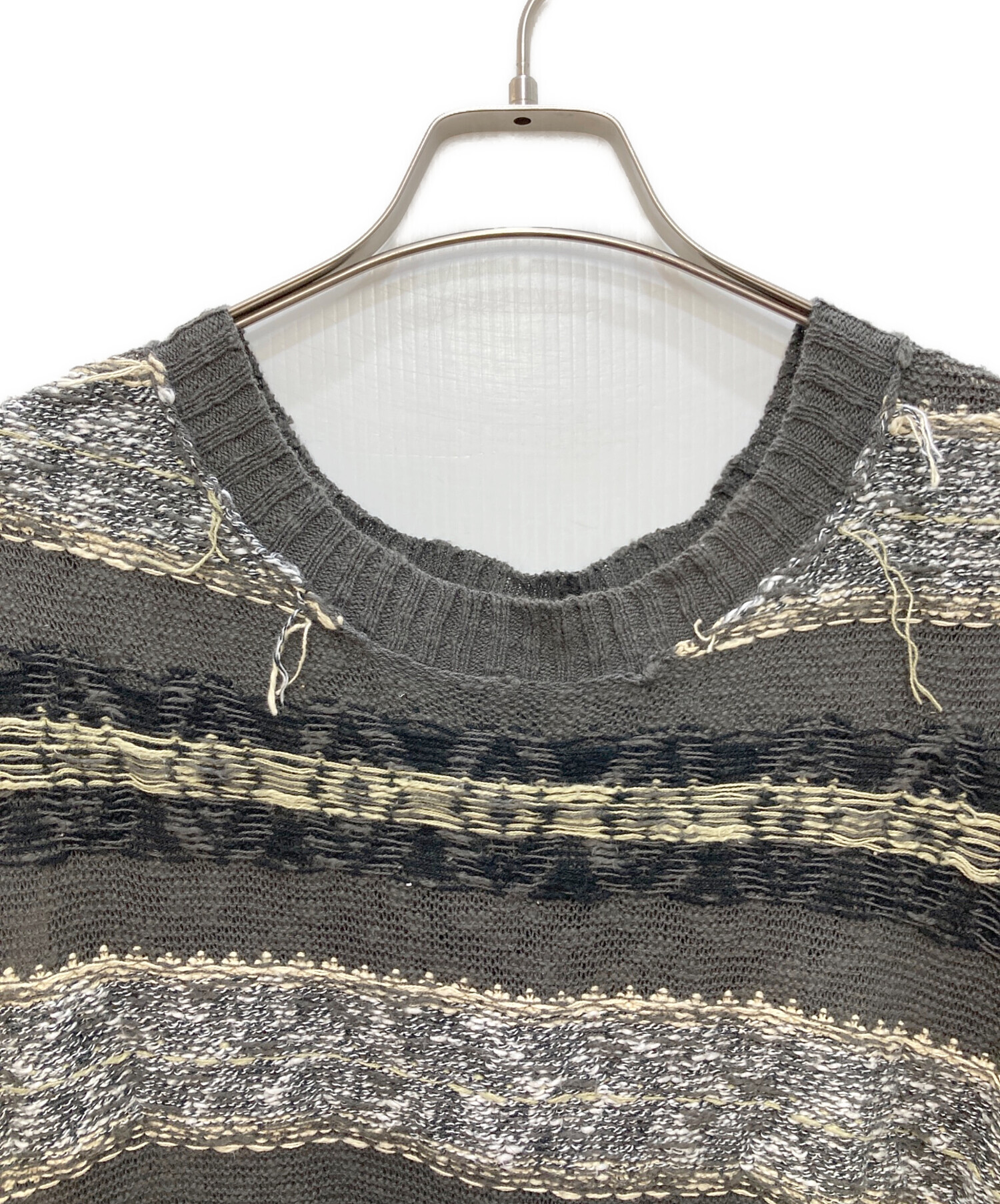 中古・古着通販】PERVERZE (パーバーズ) Wave Border Droopy Knit