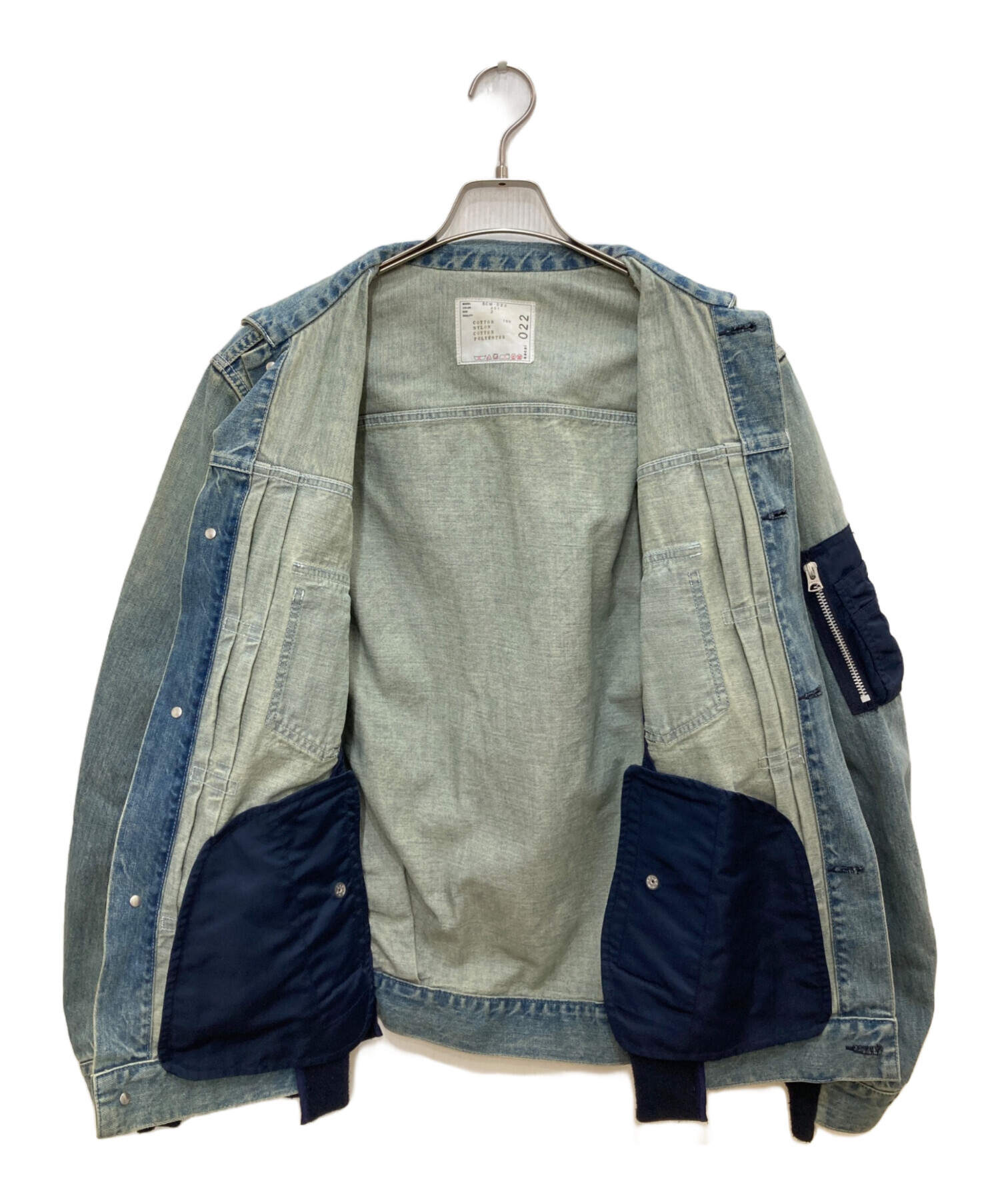 中古・古着通販】sacai (サカイ) Denim × MA-1 Jacket ブルー サイズ:2