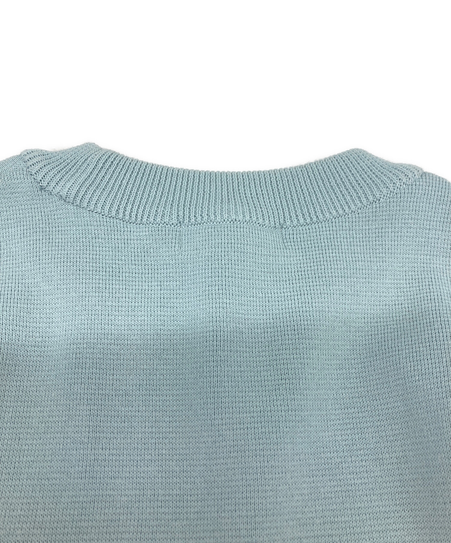 yori ヨリ　コットン刺繍カラーニット 中古・古着通販】YORI (ヨリ) コットンパフスリーブニット ブルー