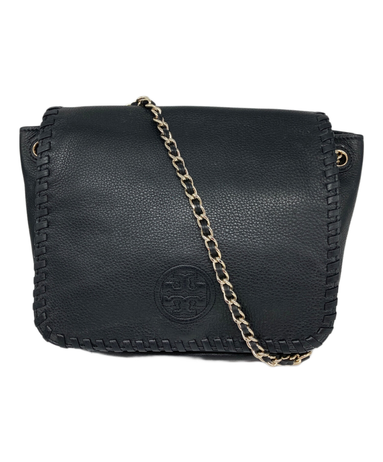 TORY BURCH レザー ショルダーバッグ ブラック 中古・古着通販】TORY BURCH (トリーバーチ) レザーショルダーバッグ