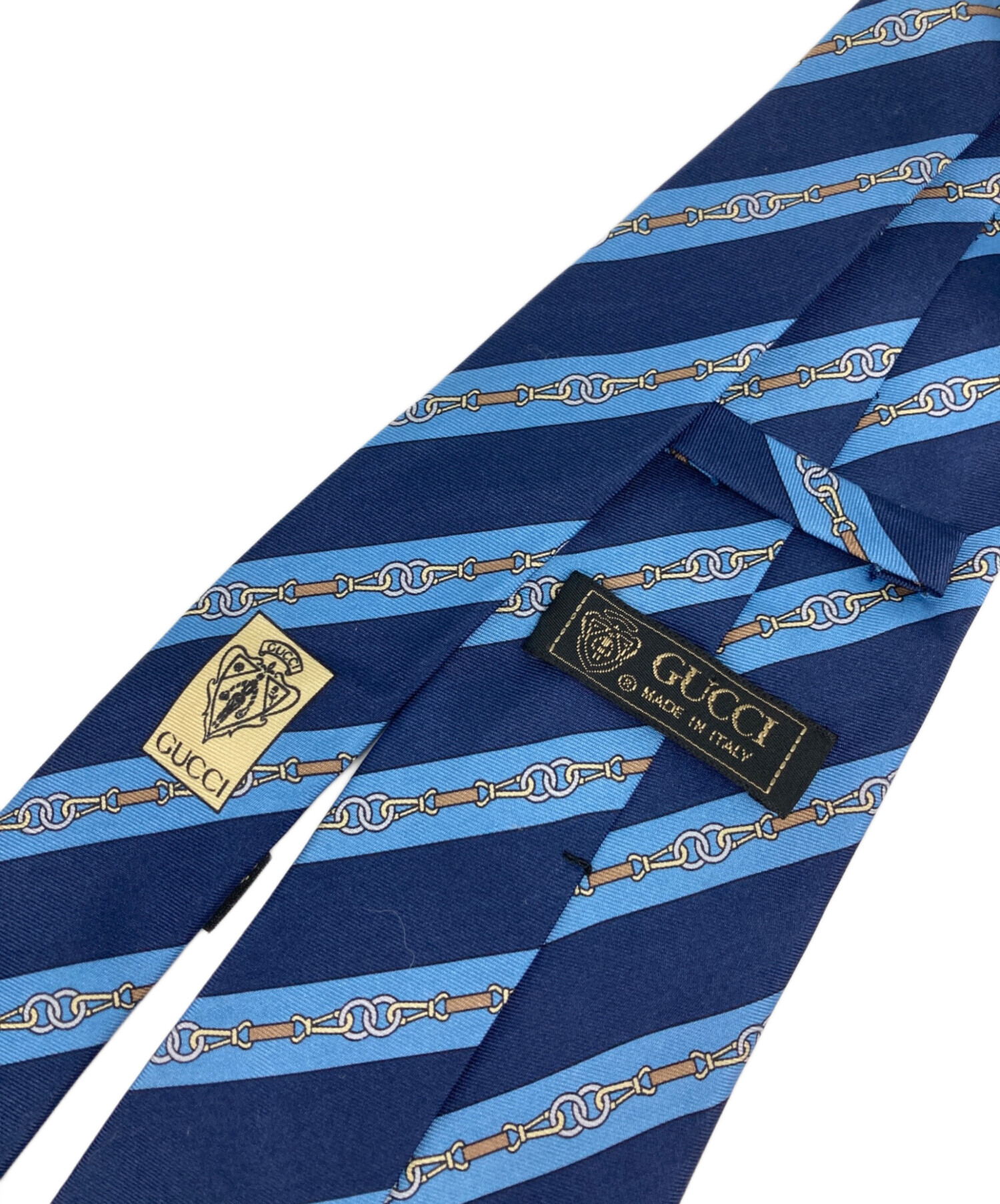 GUCCI 青 チェック柄 シルクネクタイ 中古・古着通販】GUCCI (グッチ) 総柄シルクネクタイ ブルー サイズ