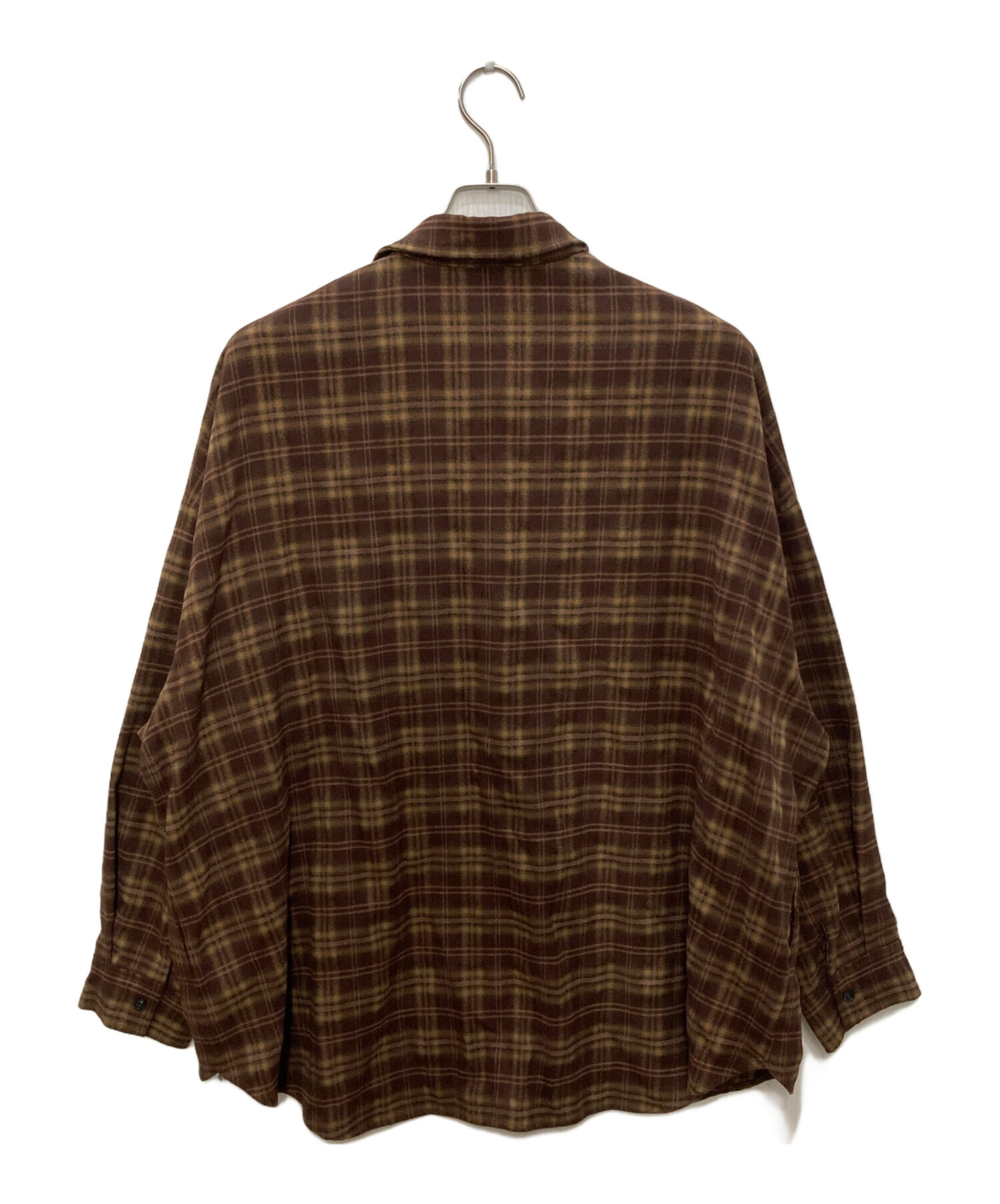 中古・古着通販】YOOU (ユー) Check over shirt ブラウン サイズ:Free