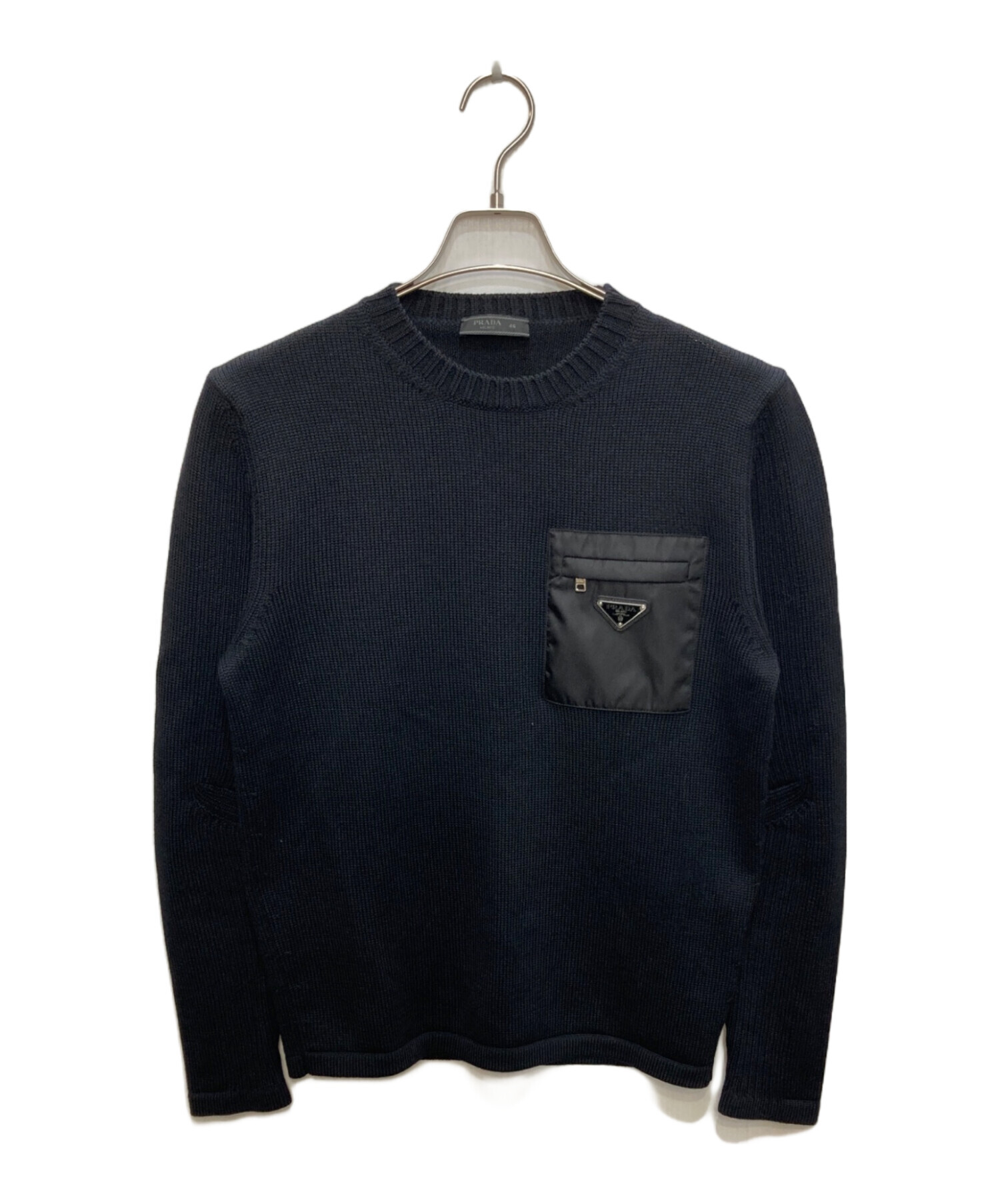 中古・古着通販】PRADA (プラダ) トライアングルロゴプレートニット