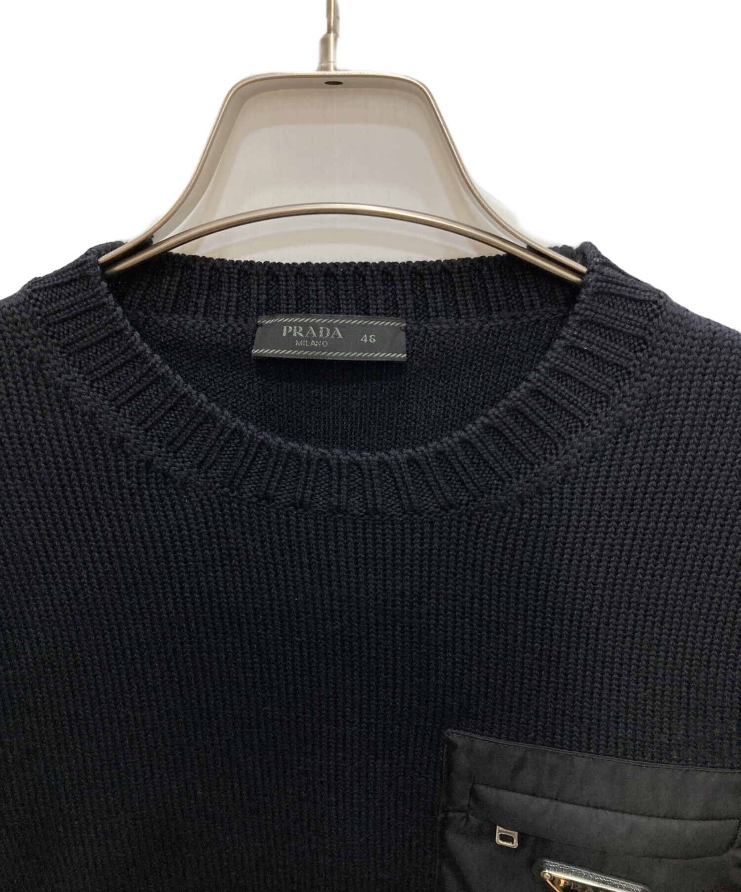 中古・古着通販】PRADA (プラダ) トライアングルロゴプレートニット