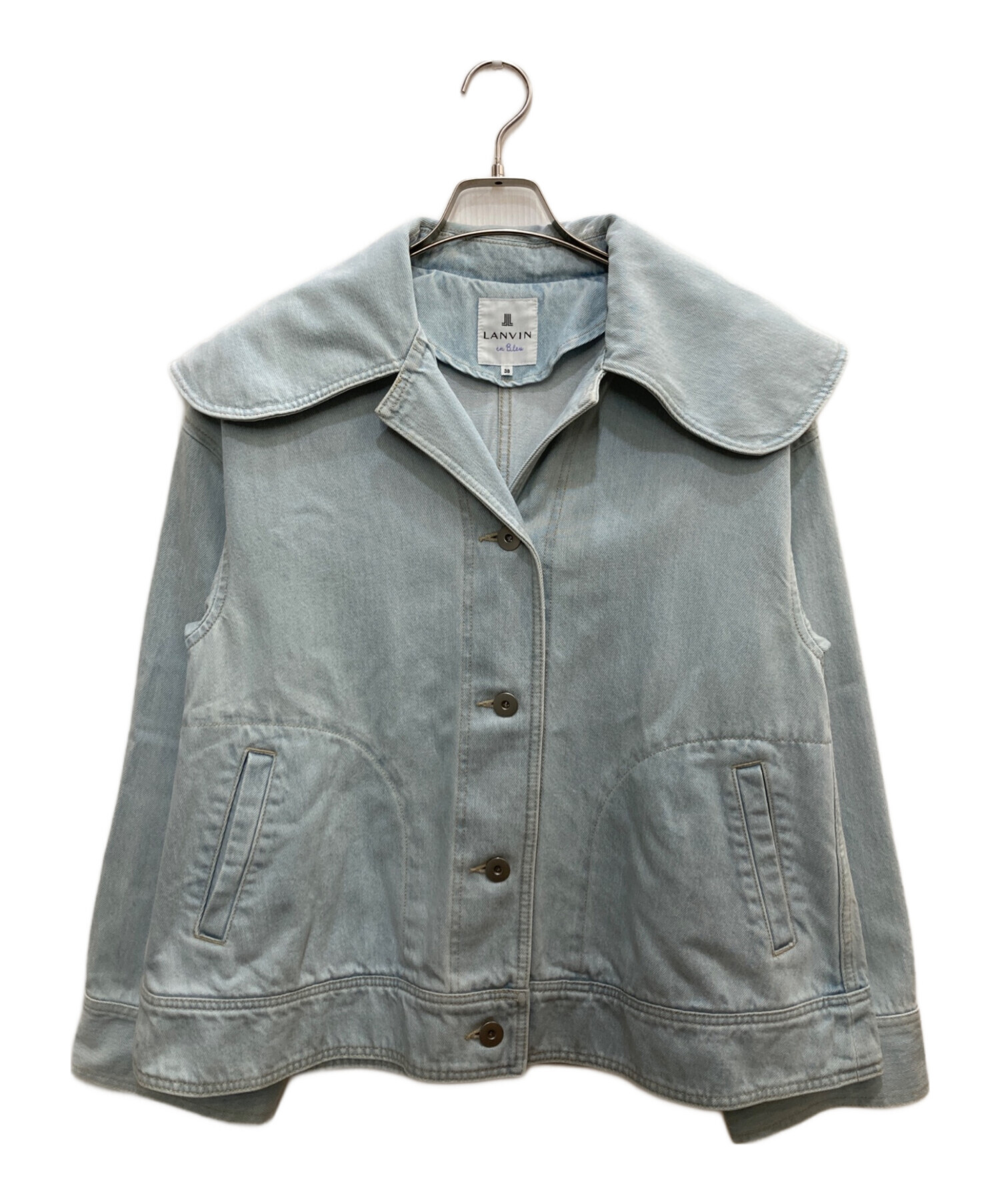 LANVIN en Bleu ダークデニム クロップドジャケット 38 中古・古着通販】LANVIN en Bleu (ランバンオンブルー) ビッグカラー
