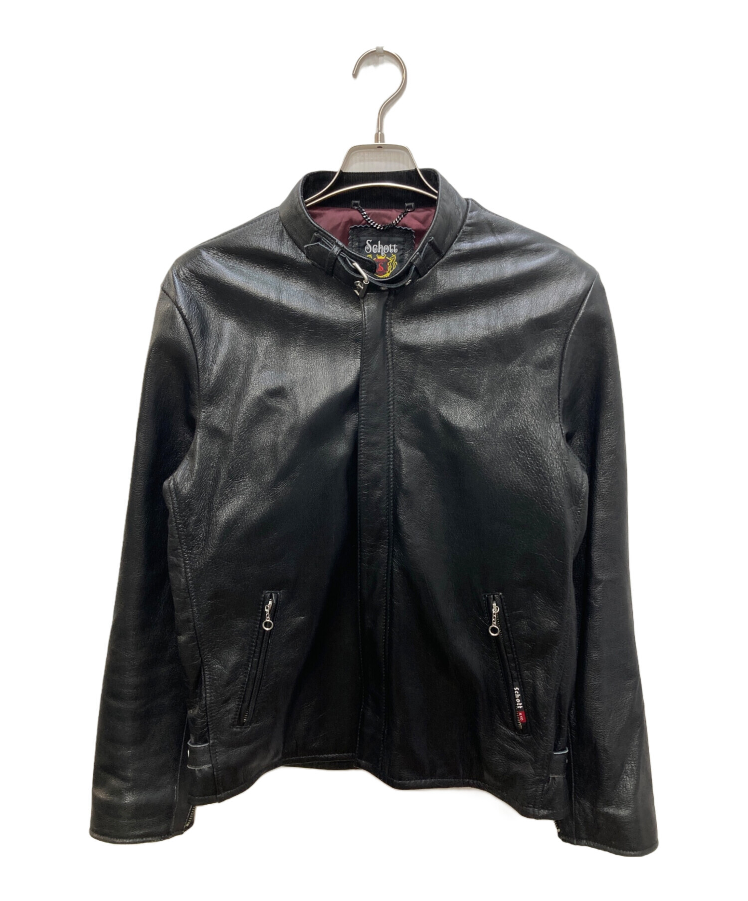Schott シングルライダースジャケット ゴートスキン 中古・古着通販】Schott (ショット) ゴートスキン シングルライダース