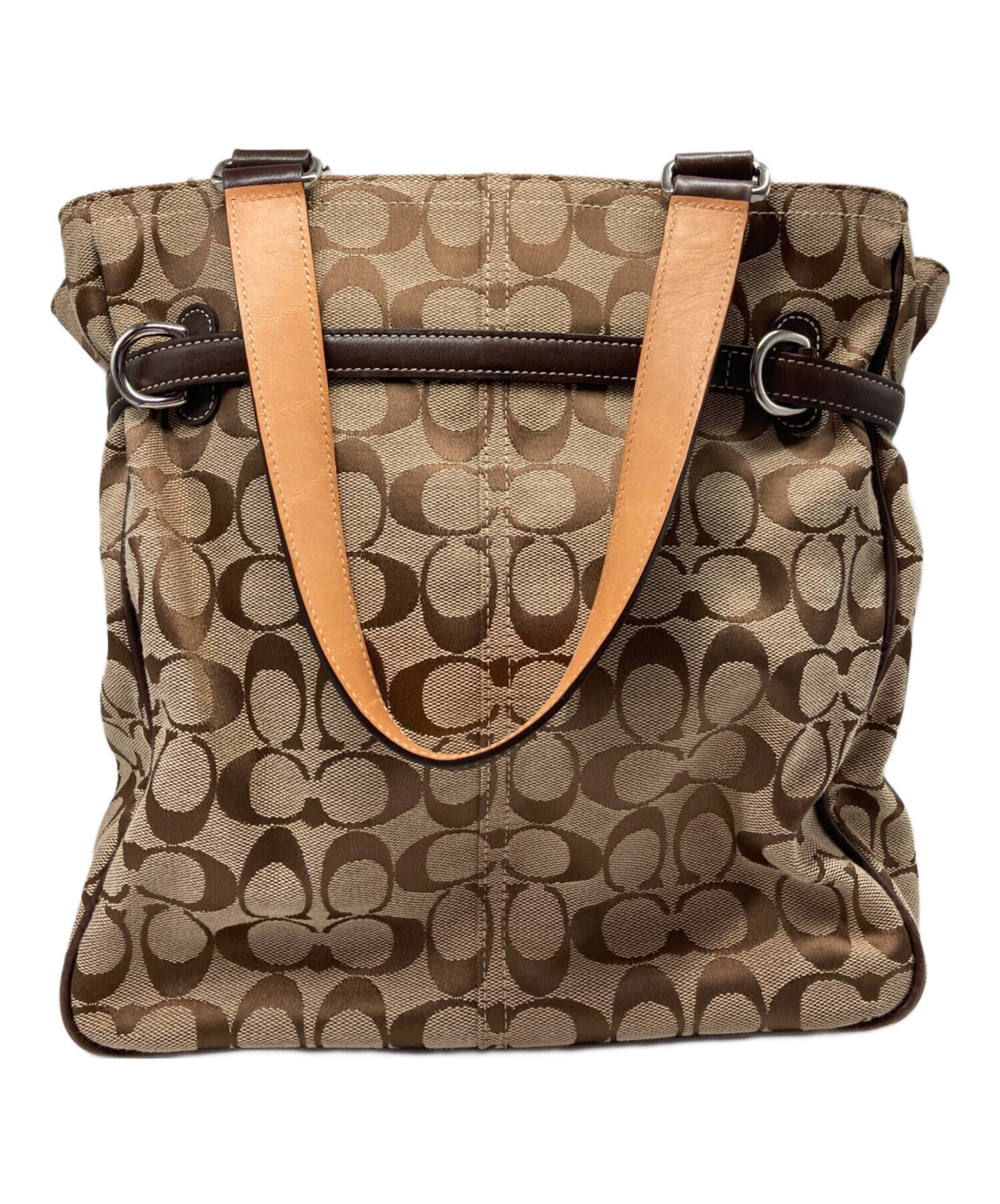 Coach シグネチャー柄ブラウン トートバッグ 中古・古着通販】COACH (コーチ) シグネチャー柄トートバッグ ブラウン
