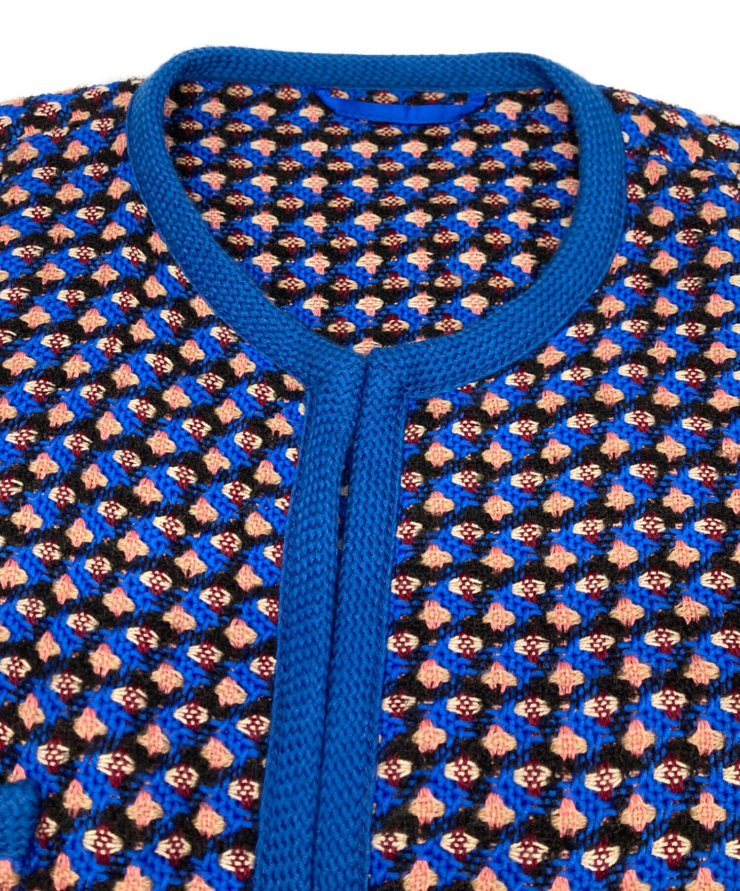 中古・古着通販】ETRO (エトロ) ノーカラーツイードジャケット ブルー