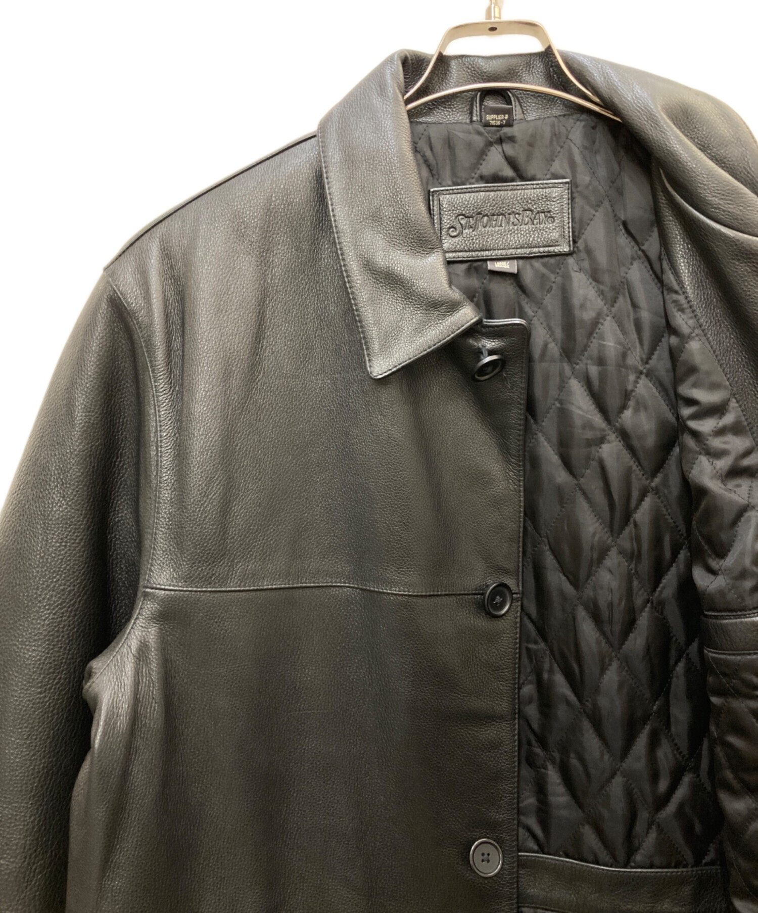 ST.JOHN’S BAY レザーカーコート XL 本革 ダークブラウン 中古・古着通販】ST JOHN'S BAY (セントジョンズベイ) レザーカー