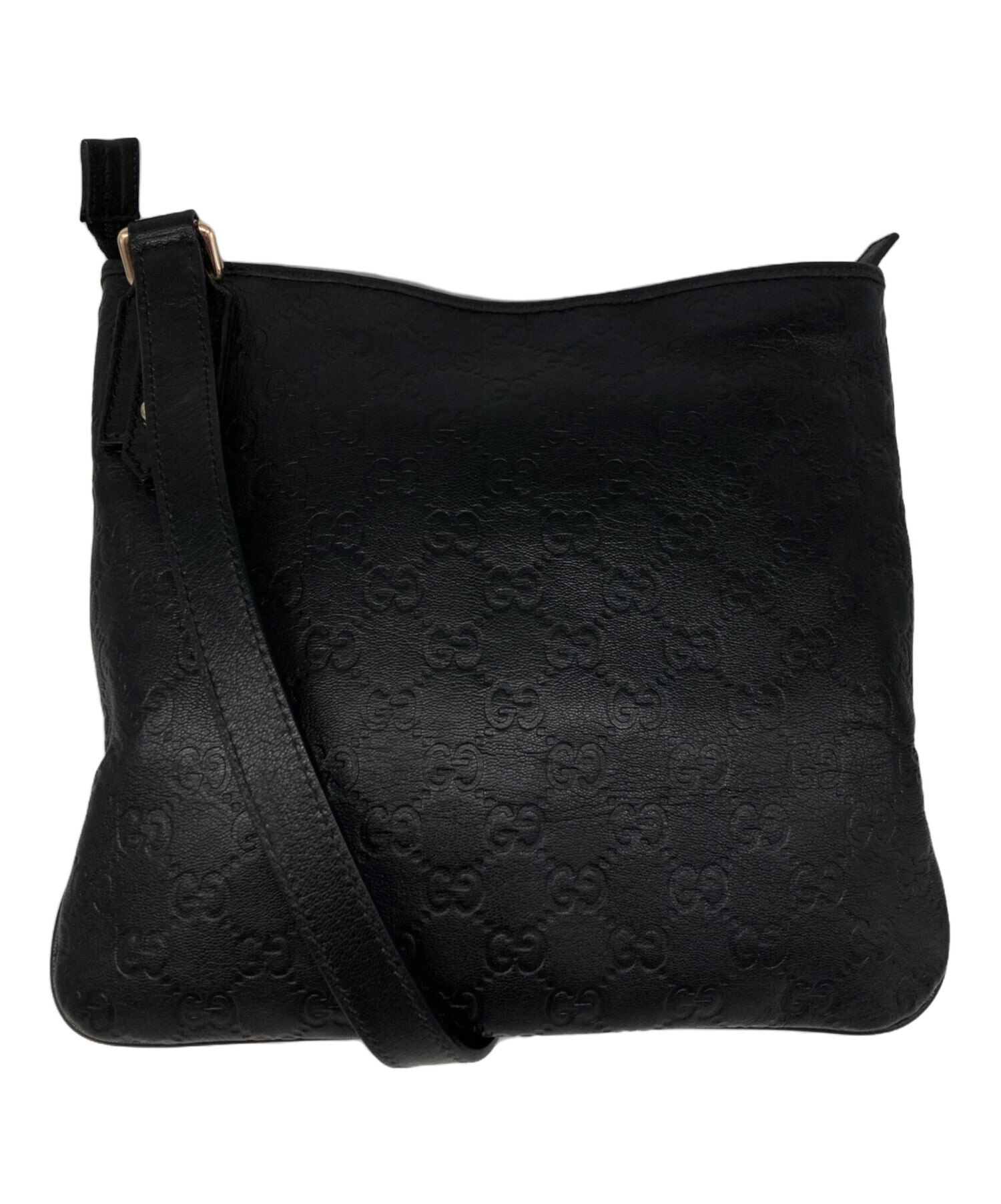 中古・古着通販】GUCCI (グッチ) シマレザーショルダーバッグ ブラック