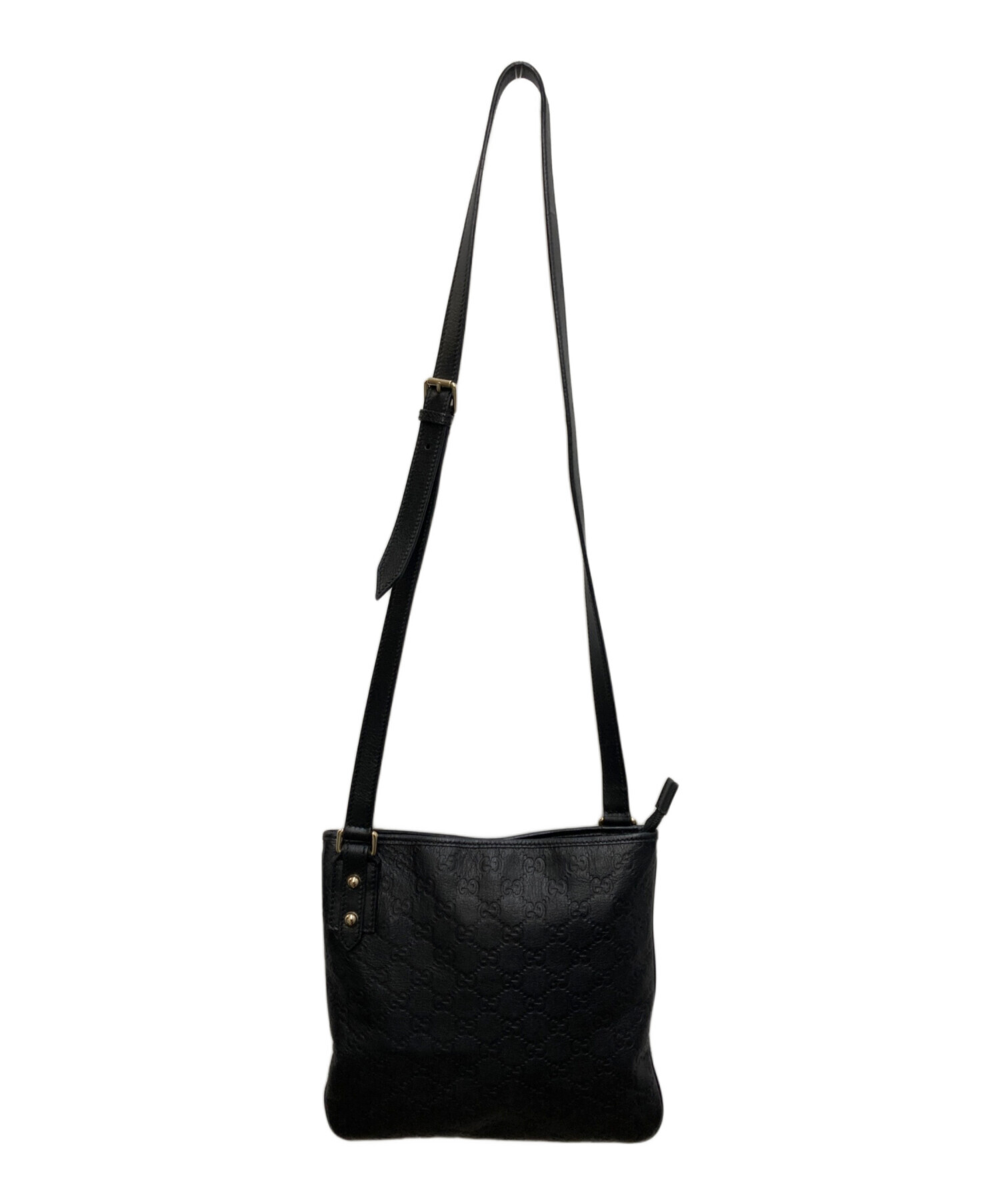 Gucci グッチ シマレザー ショルダーバッグ ブラック 中古・古着通販】GUCCI (グッチ) シマレザーショルダーバッグ ブラック