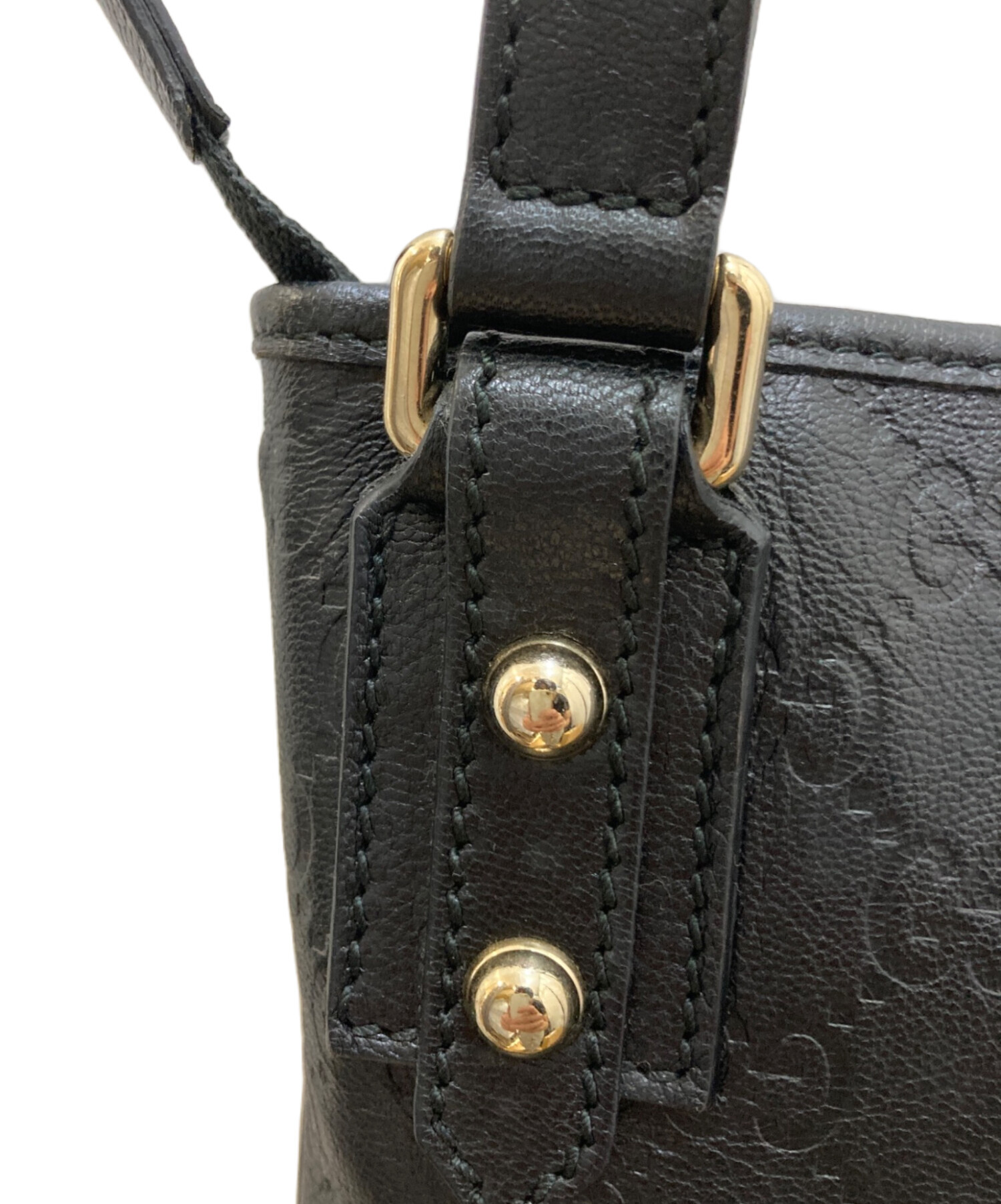 中古・古着通販】GUCCI (グッチ) シマレザーショルダーバッグ ブラック