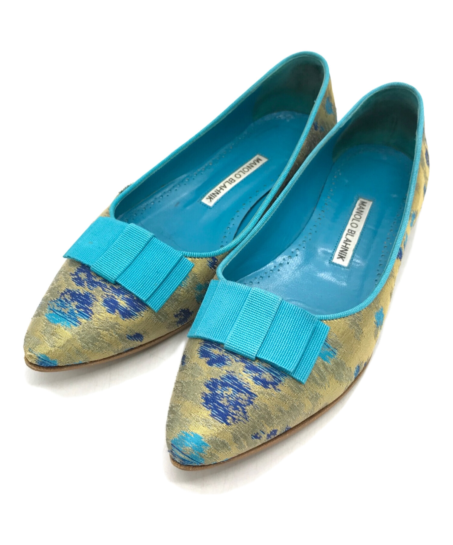 【未使用】マノロブラニク ジャガード　パンプス 中古・古着通販】Manolo Blahnik (マノロブラニク) ジャガードフラット