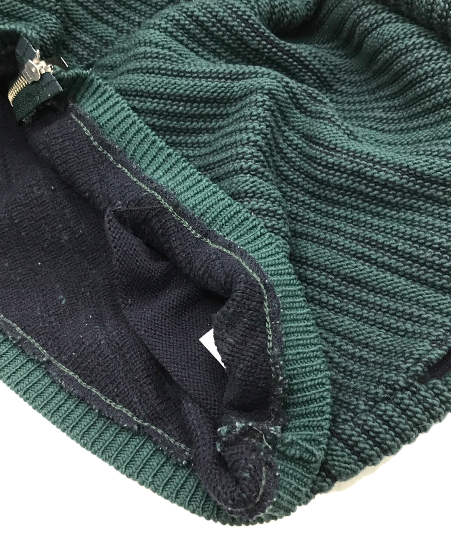 中古・古着通販】YOKE (ヨーク) BIAS BORDER DRIVERS KNIT グリーン