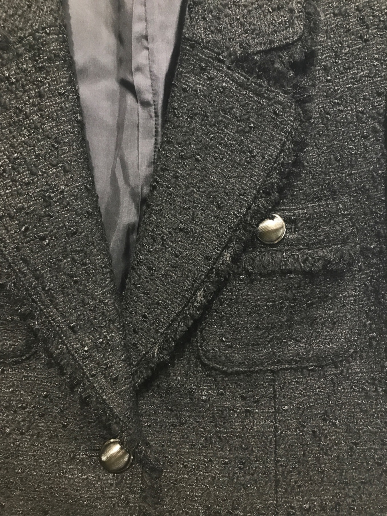 中古・古着通販】ANAYI (アナイ) ツイードジャケット ブラック サイズ