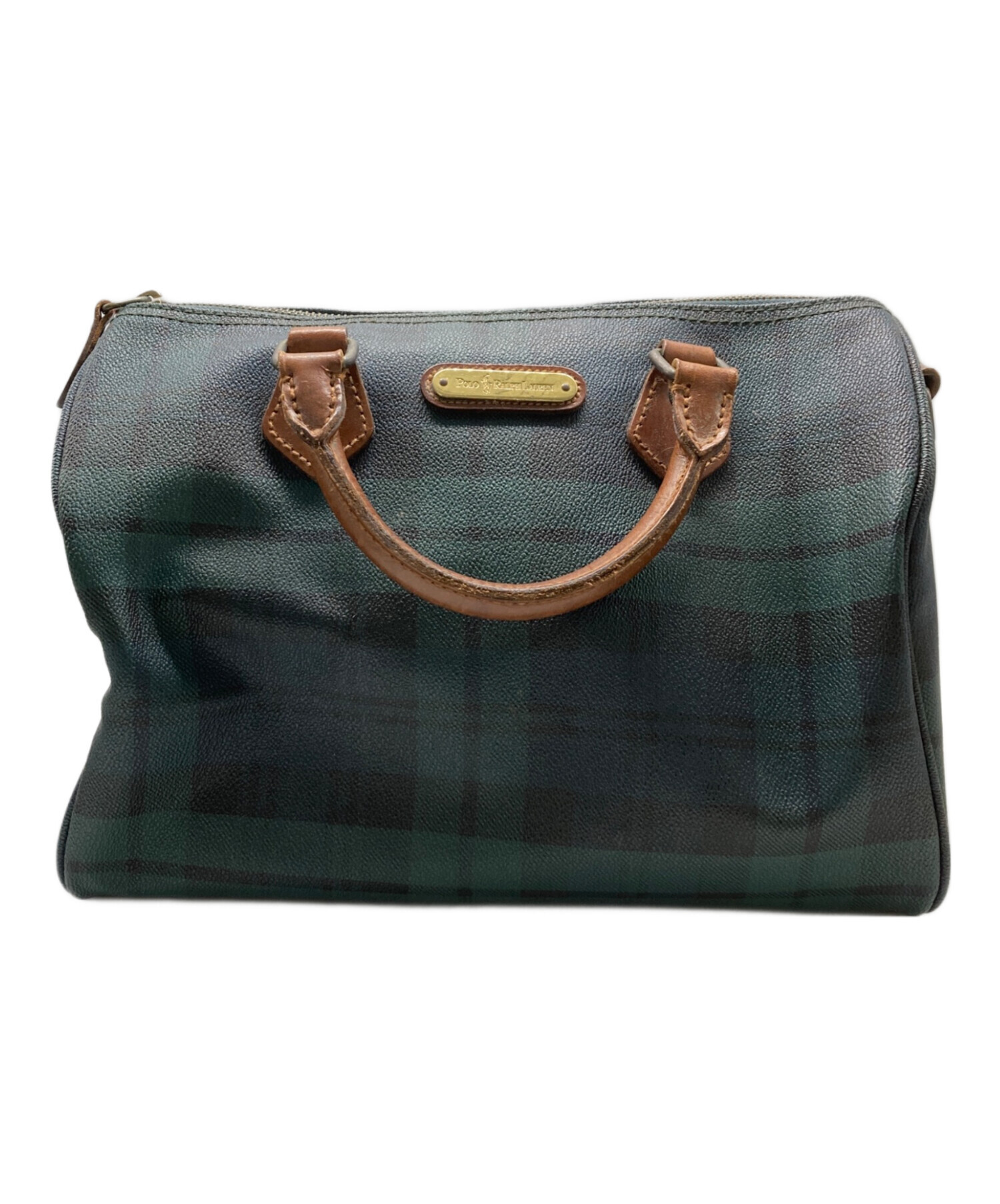 Polo Ralph Lauren ミニ ボストン バッグ グリーン チェック柄