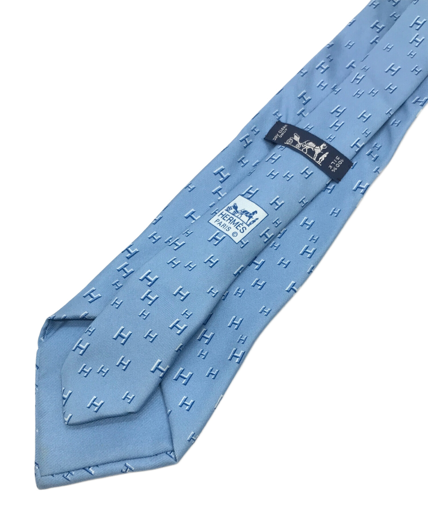 中古・古着通販】HERMES (エルメス) H柄シルクネクタイ スカイブルー