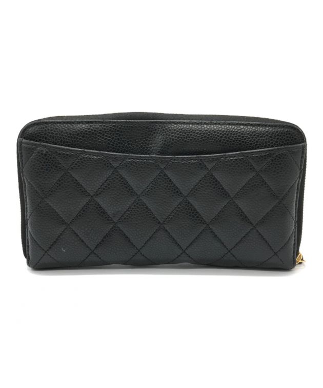 シャネル  ココマークラウンドジップケース 中古 BS99 中古・古着通販】CHANEL (シャネル) ココマークキャビアスキンラウンド