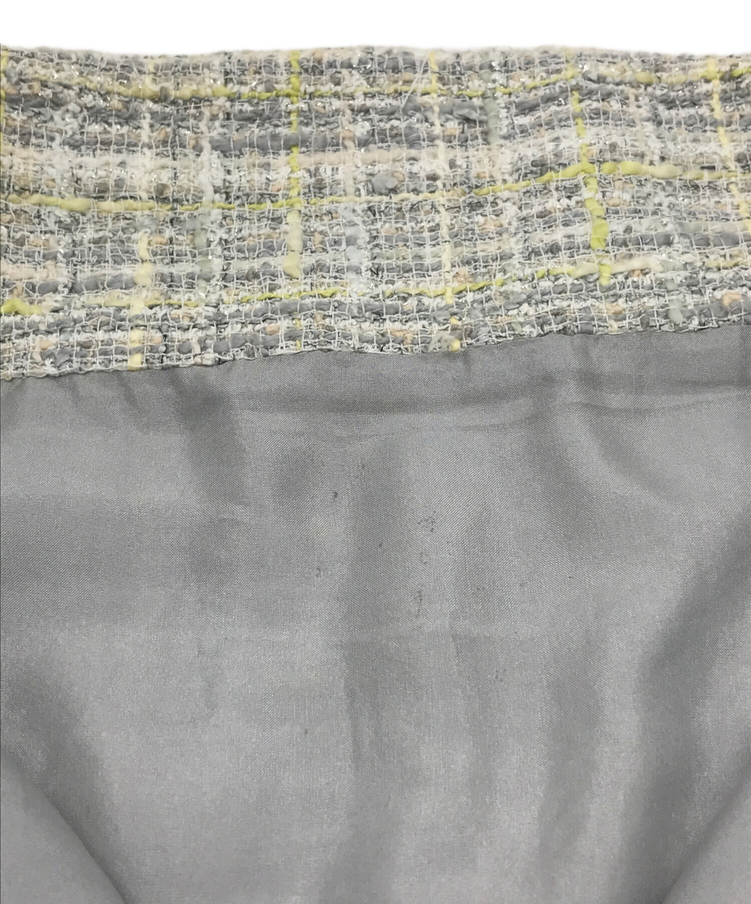 中古・古着通販】CHANEL (シャネル) ツイードスカート ホワイト×グレー