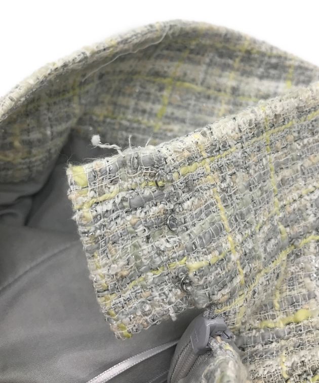 中古・古着通販】CHANEL (シャネル) ツイードスカート ホワイト×グレー