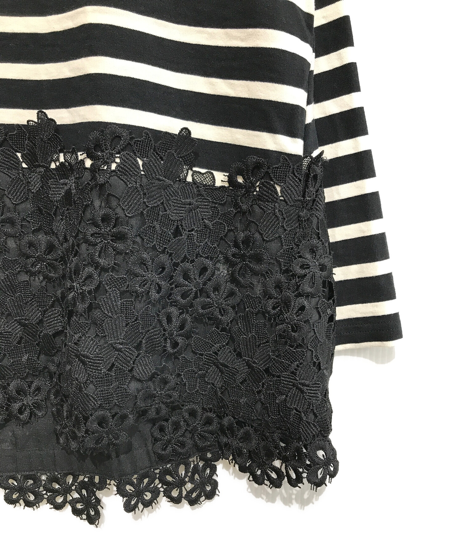 中古・古着通販】BEARDSLEY (ビアズリー) 裾レースボーダーカットソー