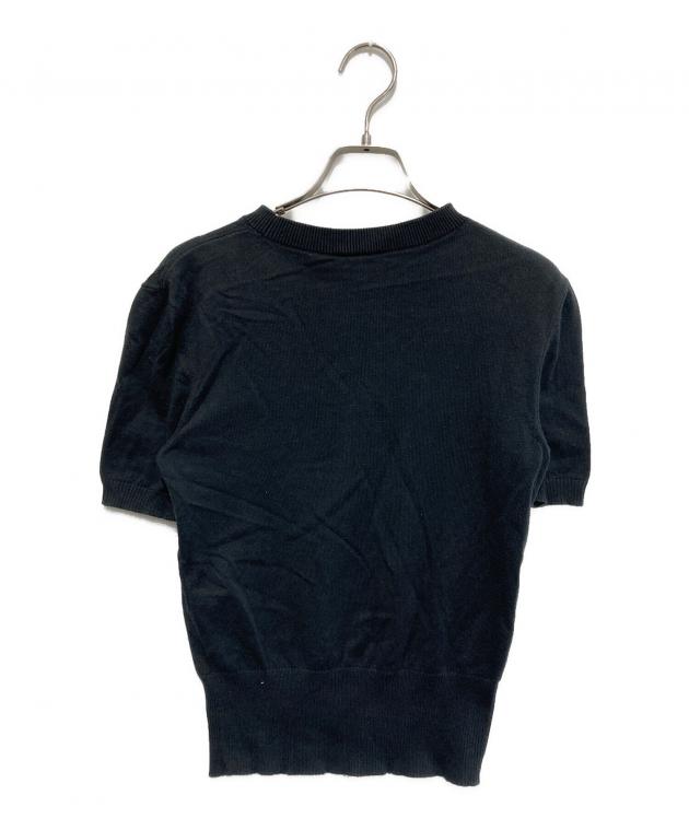 中古・古着通販】Patou (パトゥ) ロゴジャガード半袖ニット ブラック 
