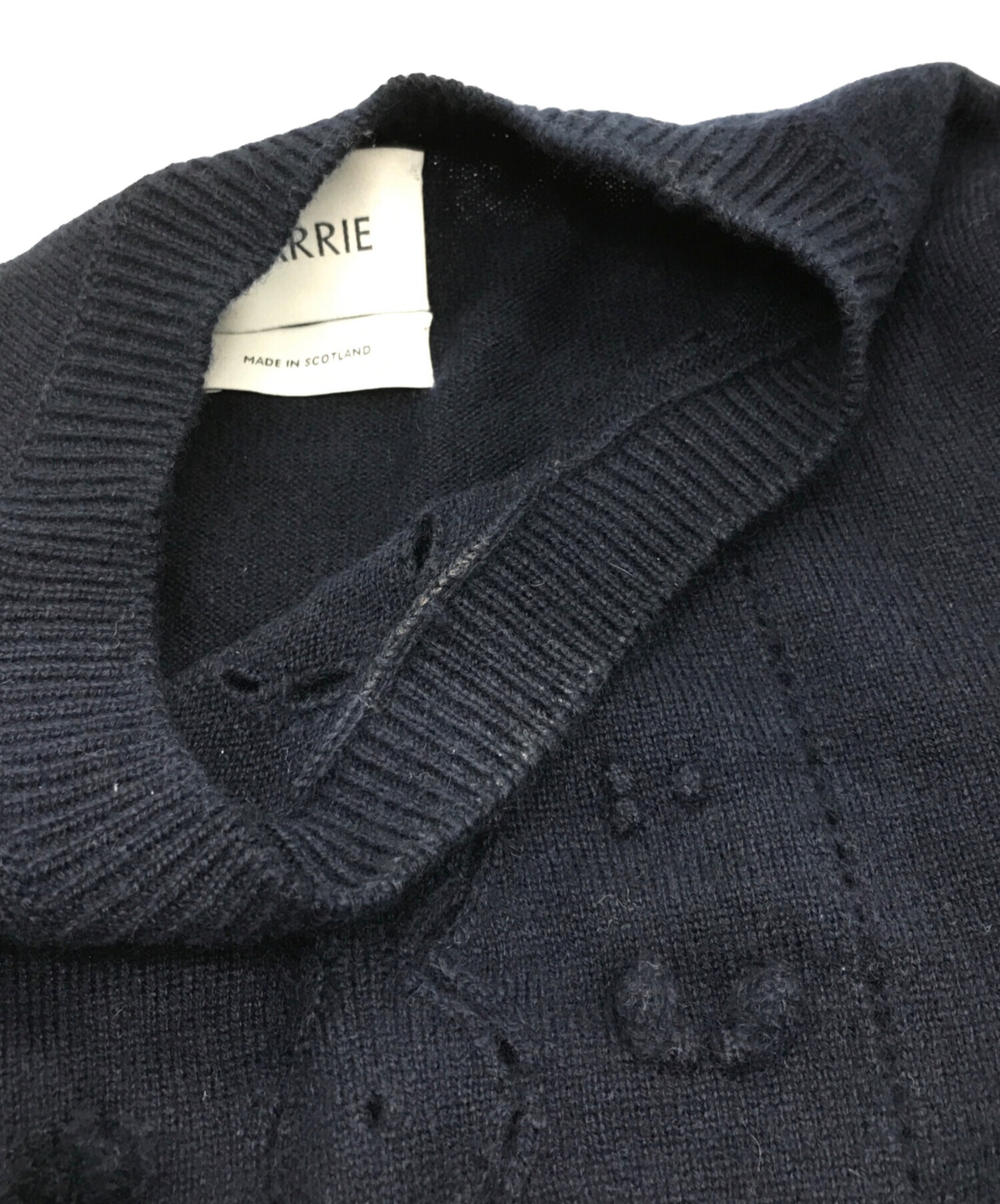 中古・古着通販】BARRIE (バリー) S/Sカシミヤニット ネイビー サイズ