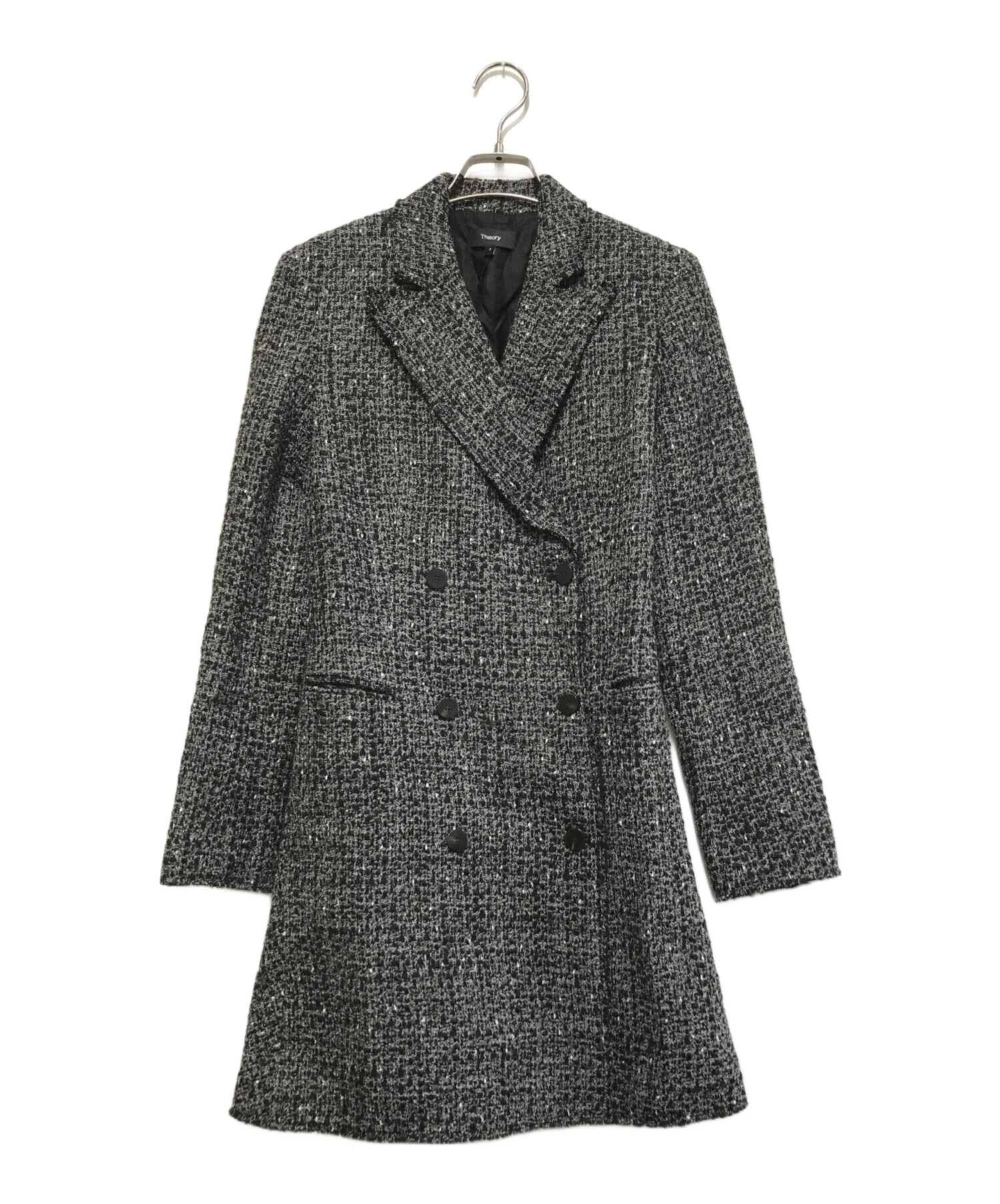 中古・古着通販】theory (セオリー) ツイードコート ブラック サイズ:2