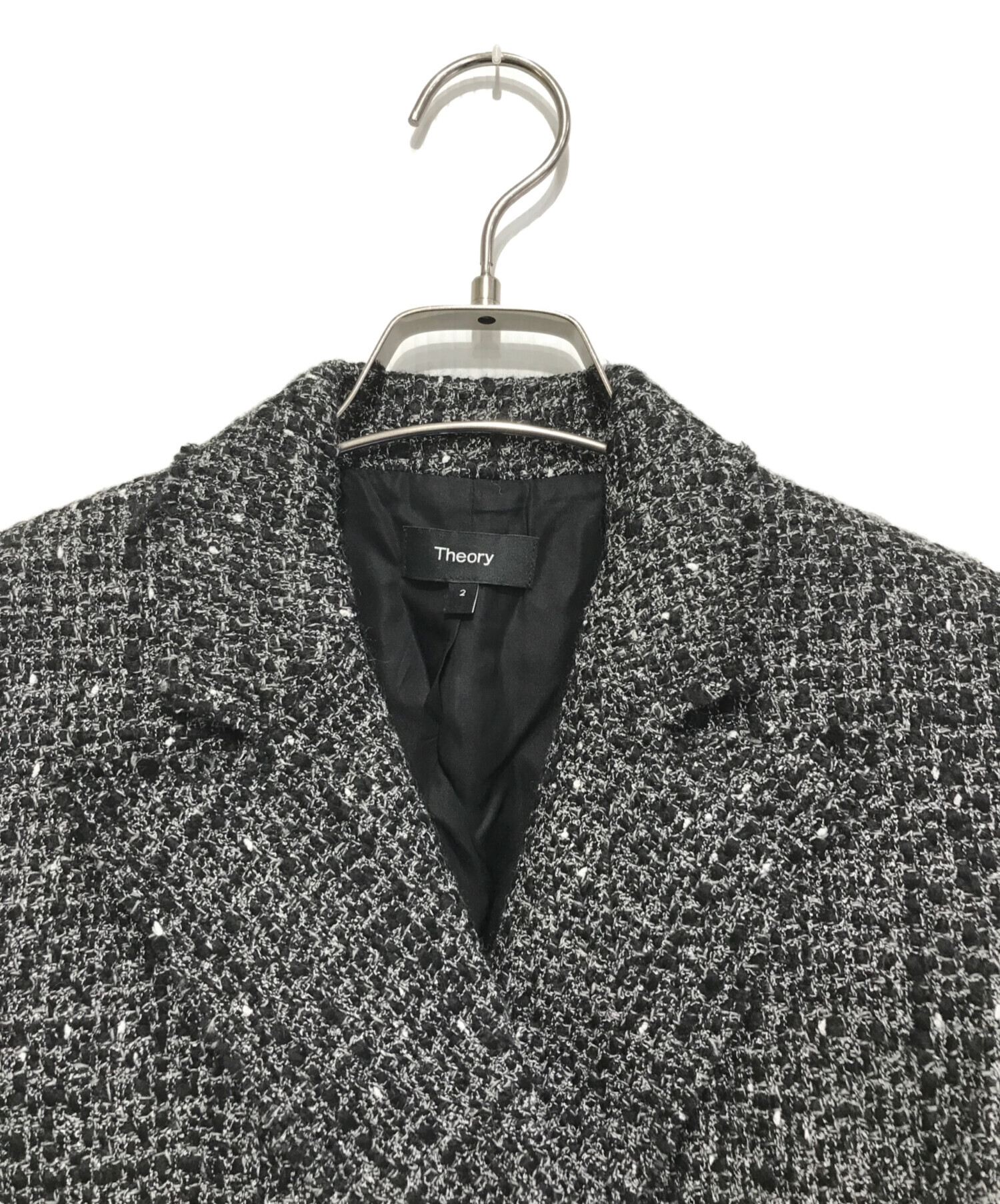 中古・古着通販】theory (セオリー) ツイードコート ブラック サイズ:2